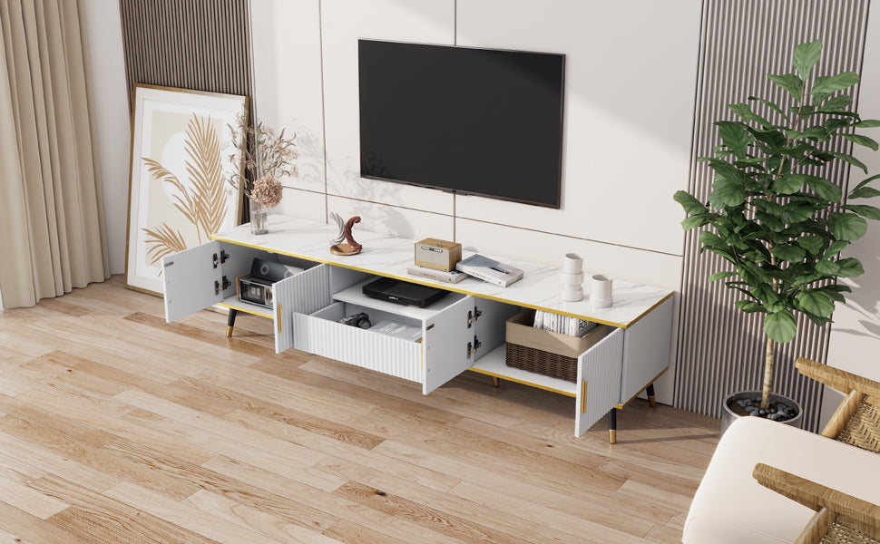 Logidon Modern TV-meubel Wit Marmerlook 200x40x46 cm