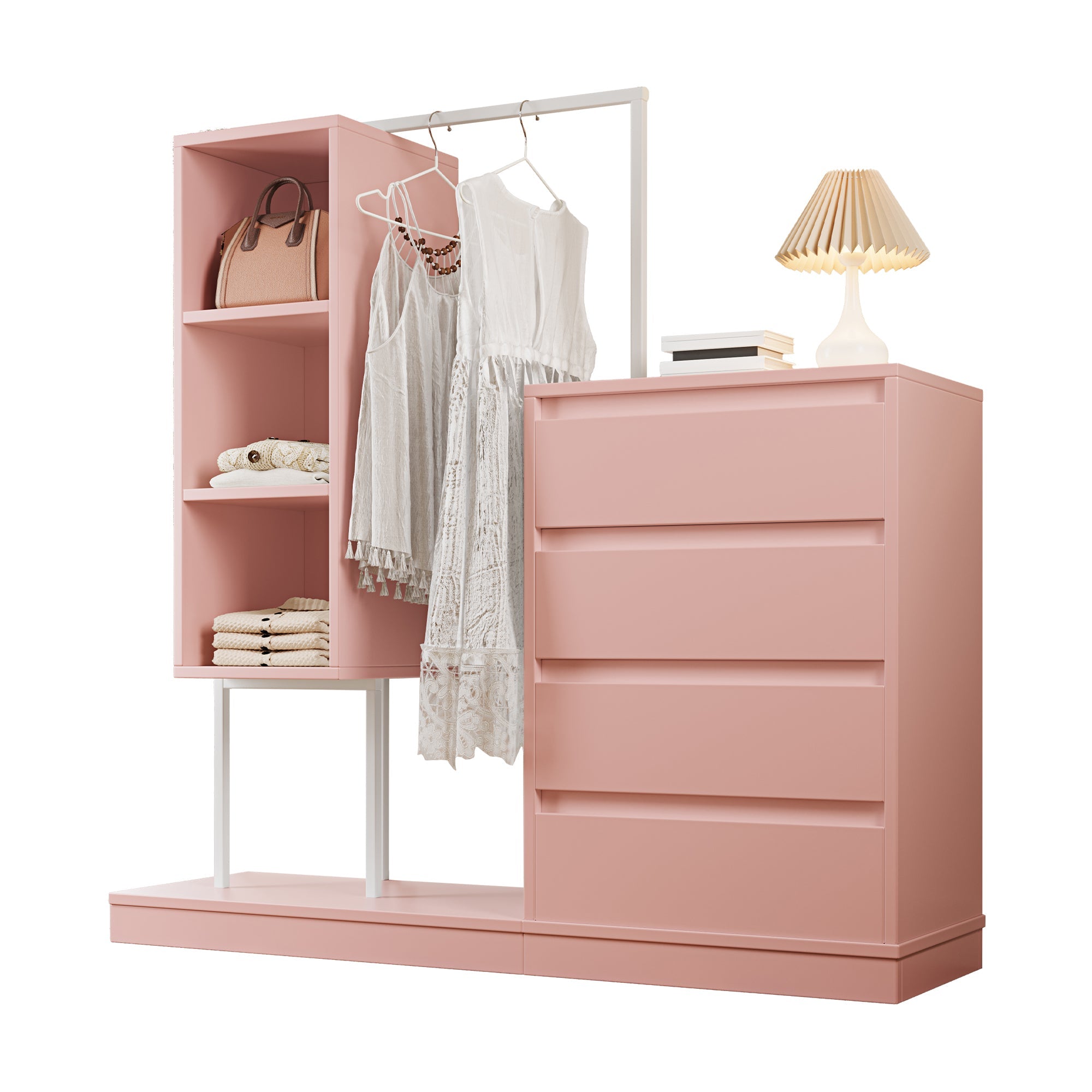Logidon Kledingkast Roze 140x40x135 cm met lades en roede