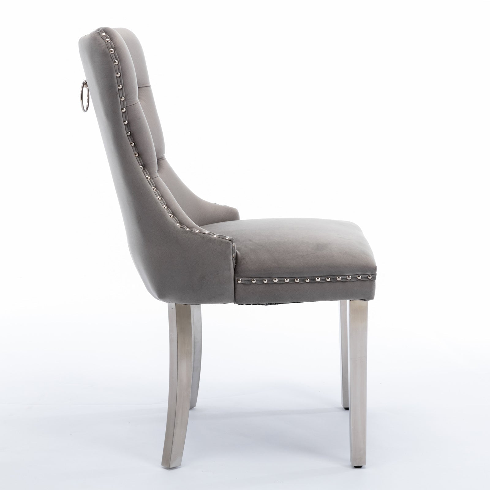 Logidon Nikki Collection Dining Table Chair Set of 2 Gray Luxury Velvet Cover