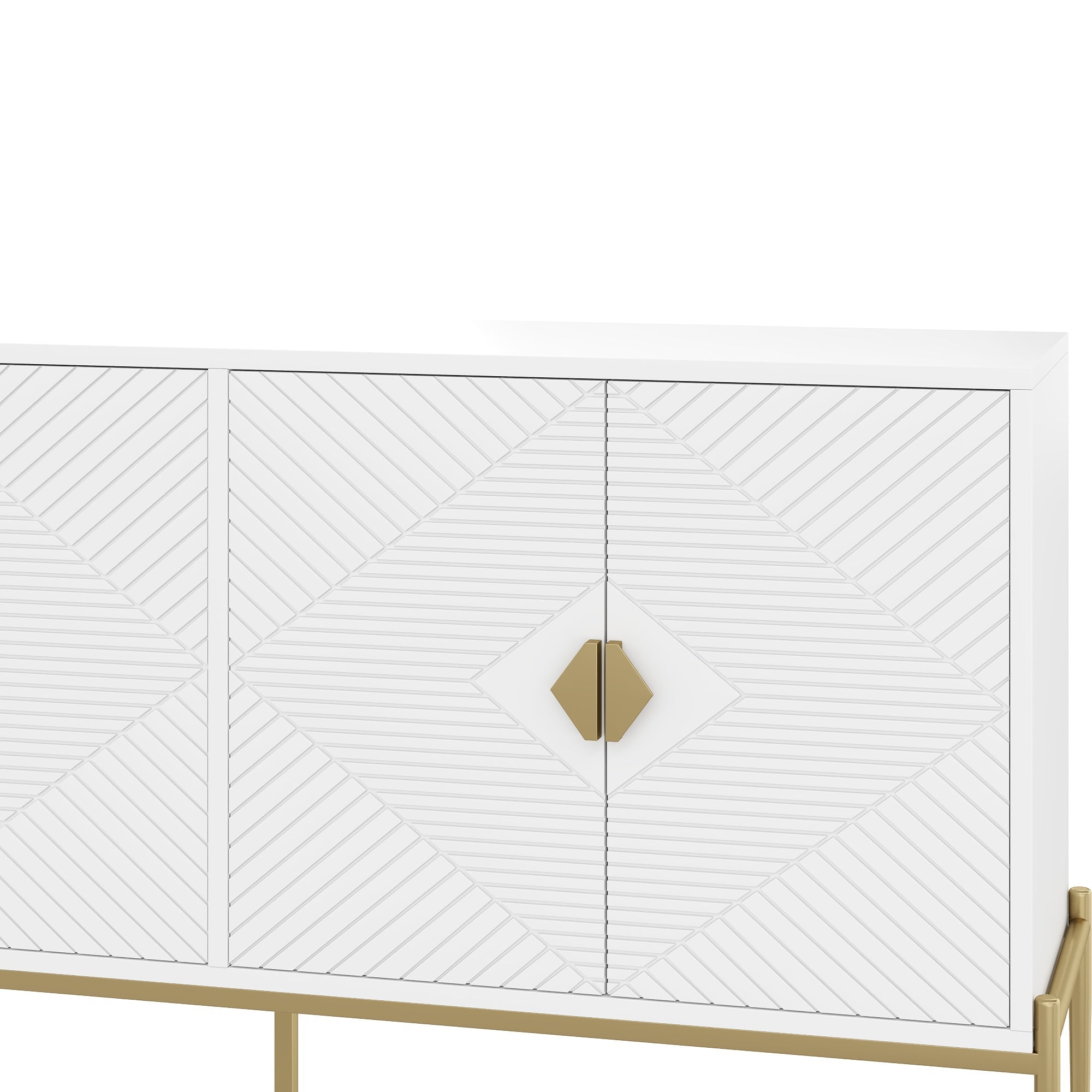 Logidon Modern dressoir wit met gouden details, 4 deuren, 162x40x80