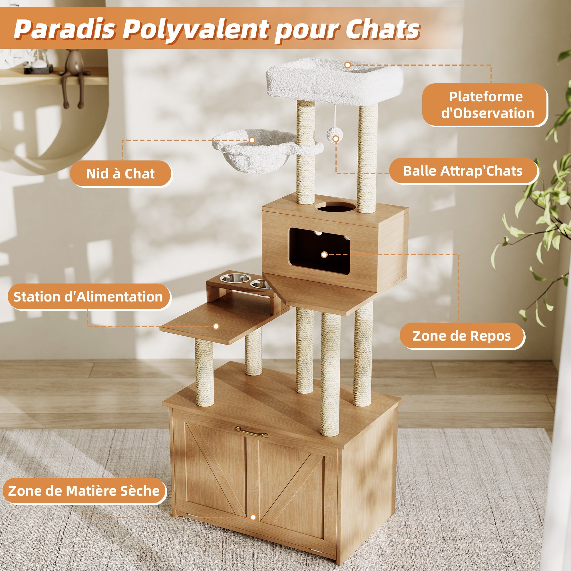 Logidon kattentoren AllinOne kattenmeubel 80x50x173 cm