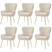 Logidon fluwelen eetkamerstoelen set van 6 beige met gouden poten