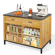 Logidon kitchen island country house style 120x75x90 cm with 2 drawers and 4 shelves