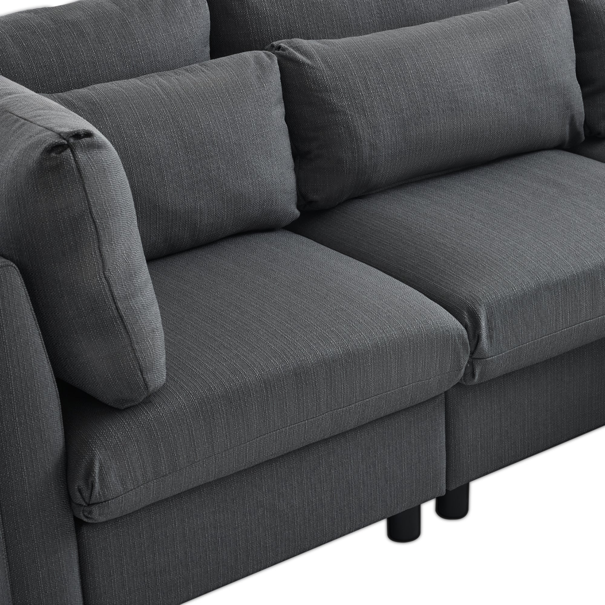 Logidon Modern Design Bank Hoekbank met Voetenbank Grijs 220 cm