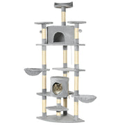 Logidon Krabpaal XXL 200 cm Lichtgrijs en Cat Caves Hangmatten