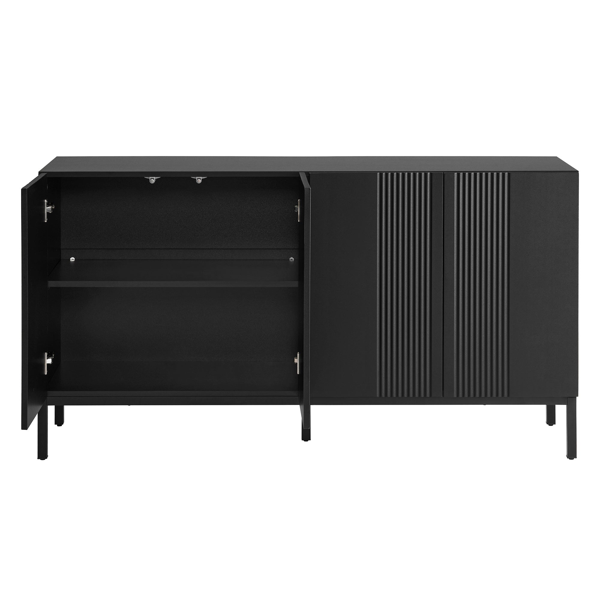 Logidon Modern Dressoir 4-deurs Greeploos Zwart 145x41x80 cm