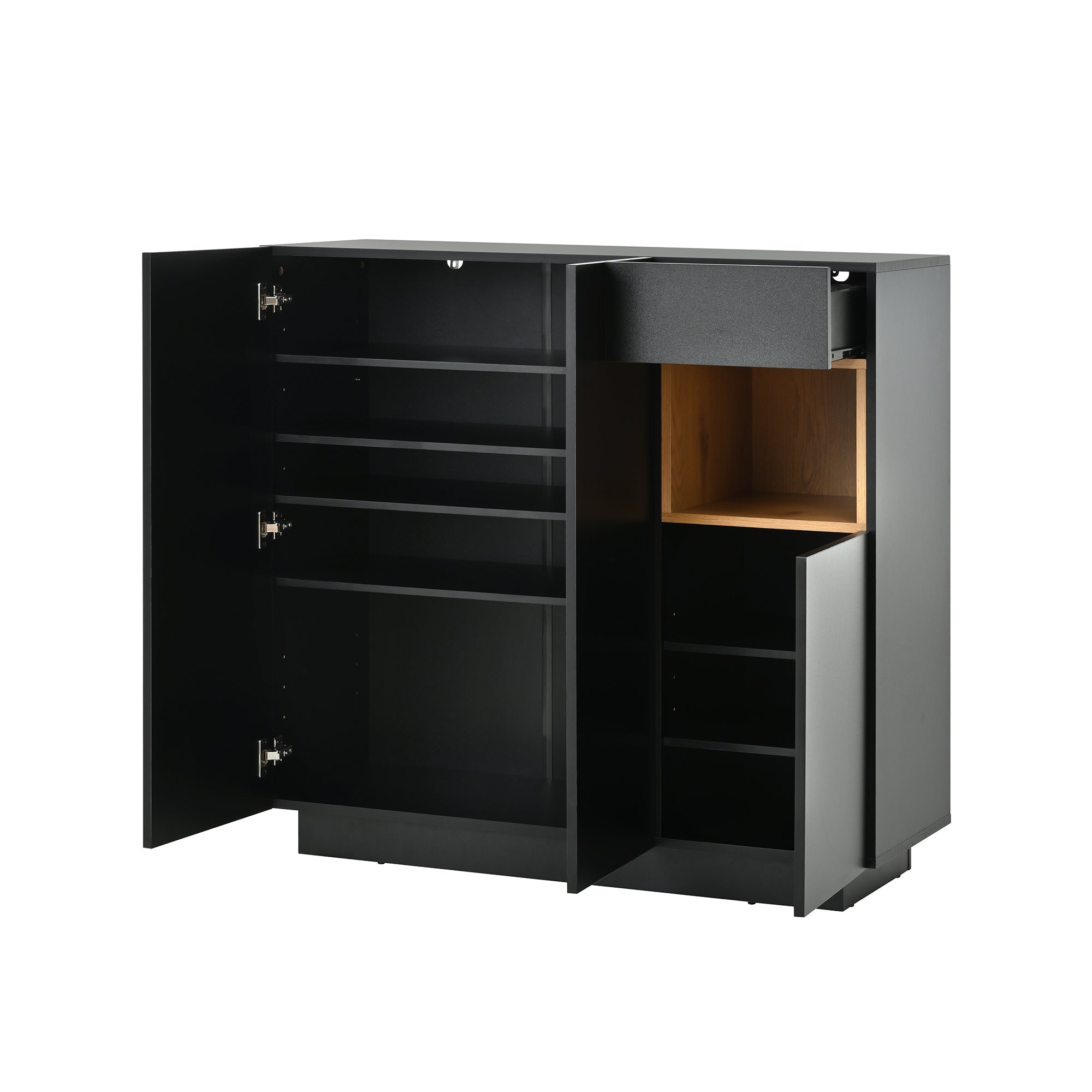 Logidon schoenenkast met LED verlichting zwart hout 14-18 paar