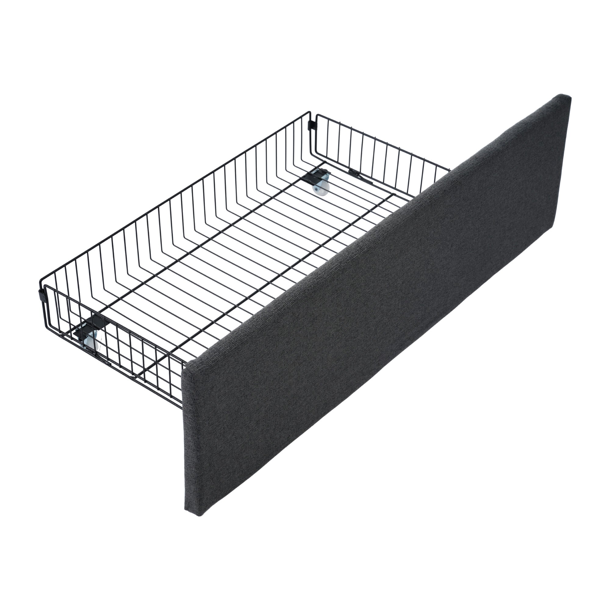 Logidon upholstered bed 140x200cm gray with USB charging function 4 drawers