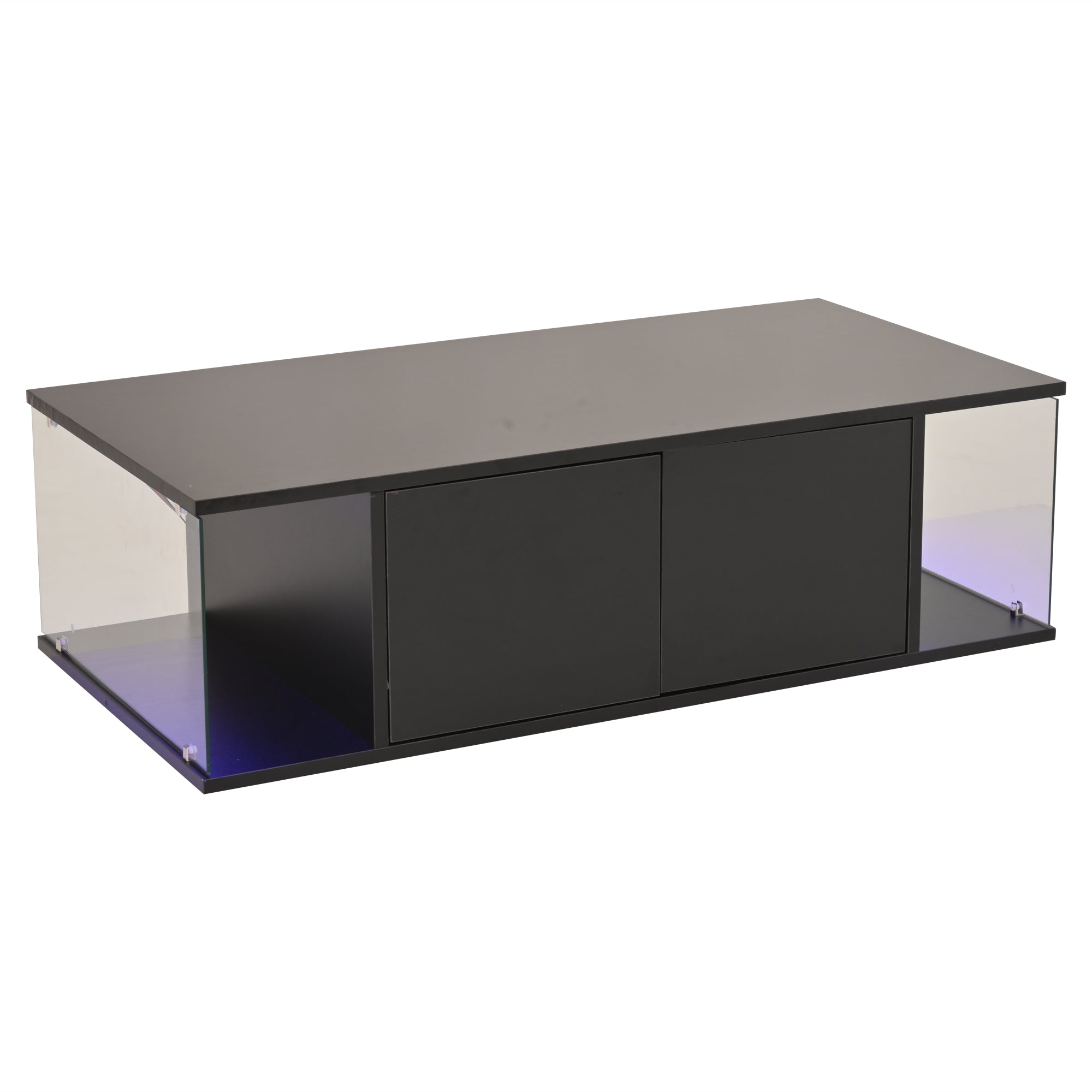 Logidon salontafel 100x50x30 cm zwart hoogglans LED 2 kasten