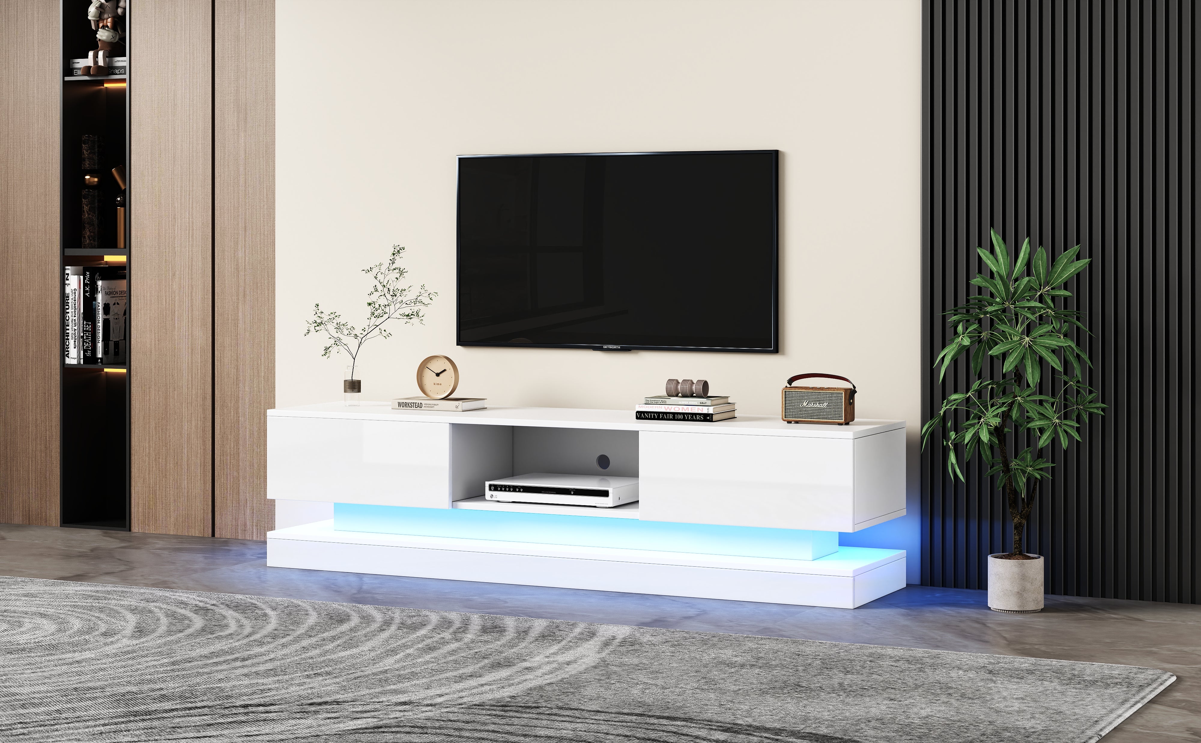 Logidon wit TV-meubel 160 cm met LED-verlichting app bediening