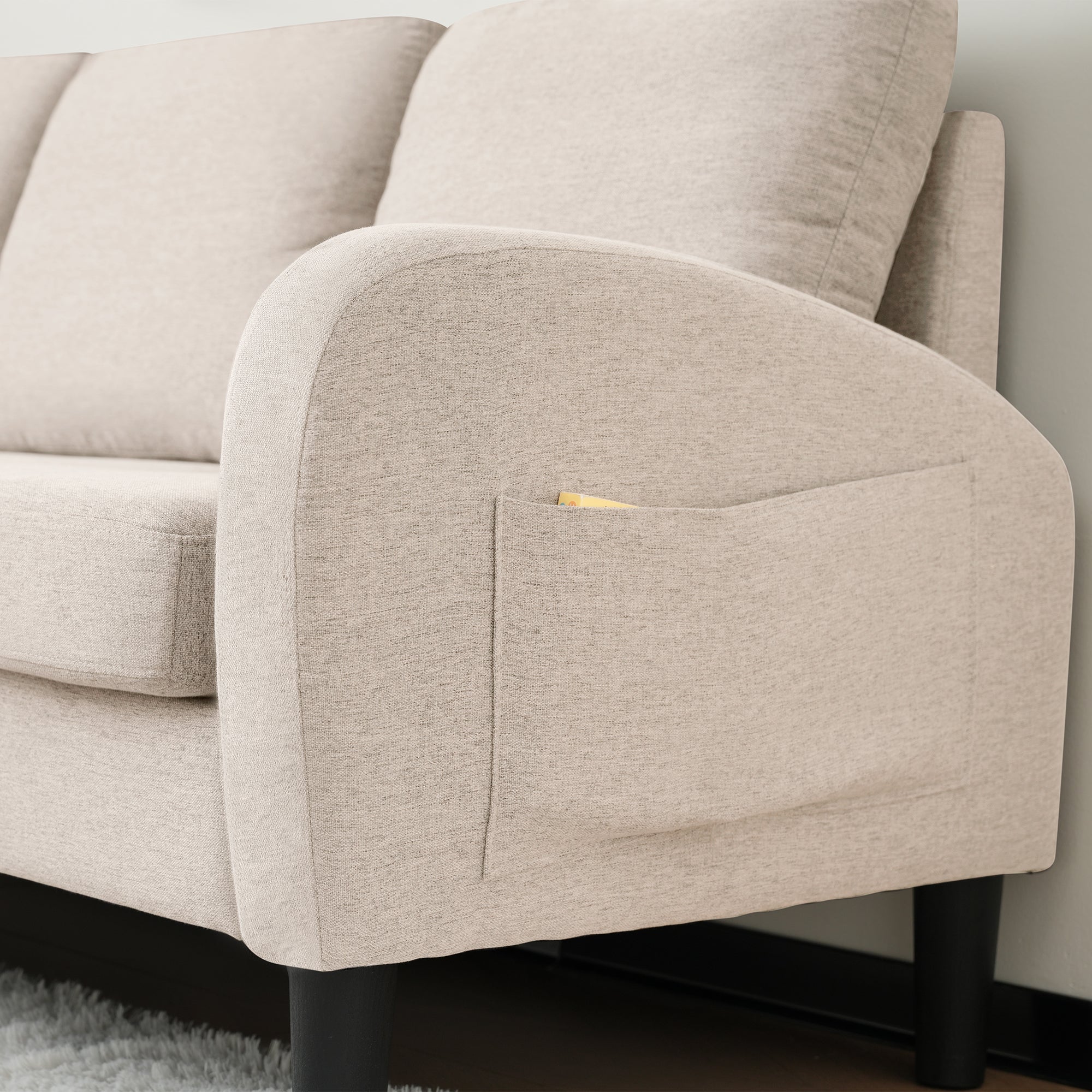 Logidon L hoekbank met chaise longue 3-zits beige 166x118x77 cm