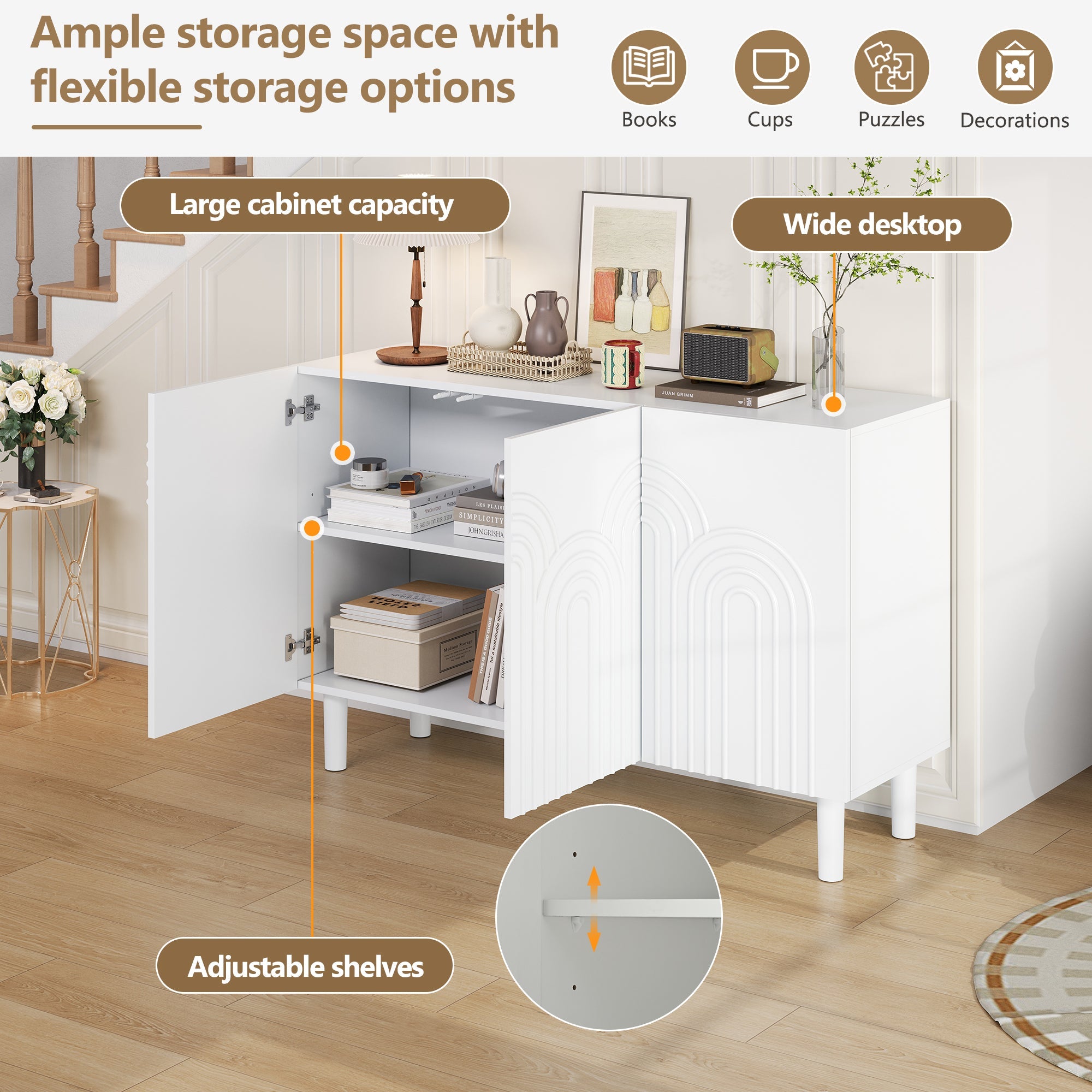 Logidon Dressoir 120x38,5x79 cm Wit MDF met 3 deuren