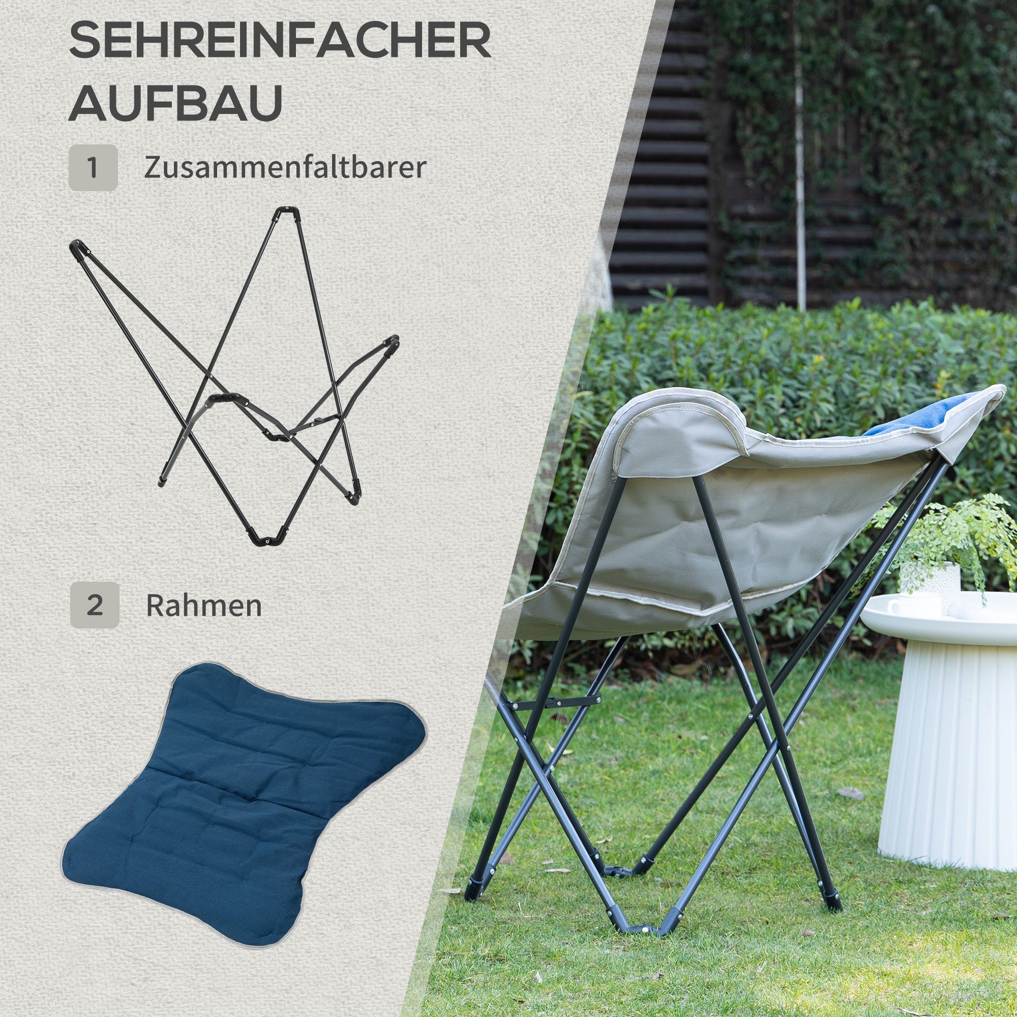 Logidon Campingstoel Blauw Opvouwbaar 120 kg Draagvermogen Lichtgewicht Armleuningen