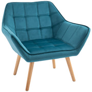 Logidon relaxstoel fluweel lichtblauw verhoogde poten 64x62x72,5 cm