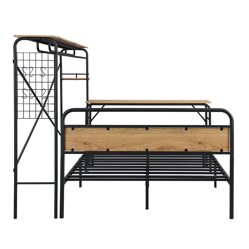 Logidon metalen bed 140x200 met tafelkapstok zwart naturel