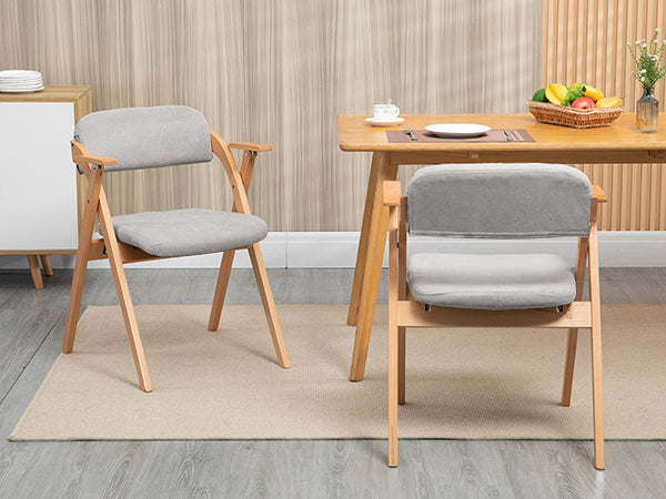 Logidon Klapstoelen Met Armleuningen Hout Grijs Set 2 Gestoffeerd