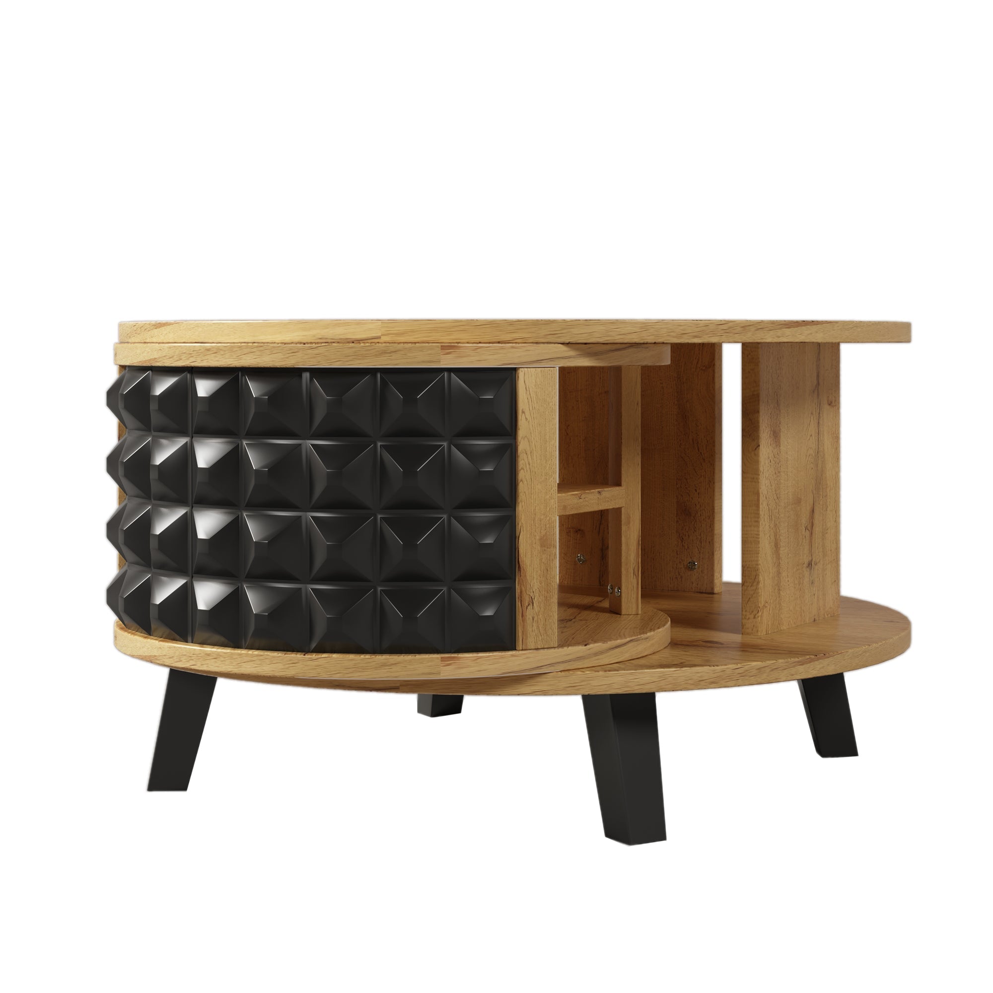 Logidon turntable with hidden shelf natural wood look 85x80x45 cm