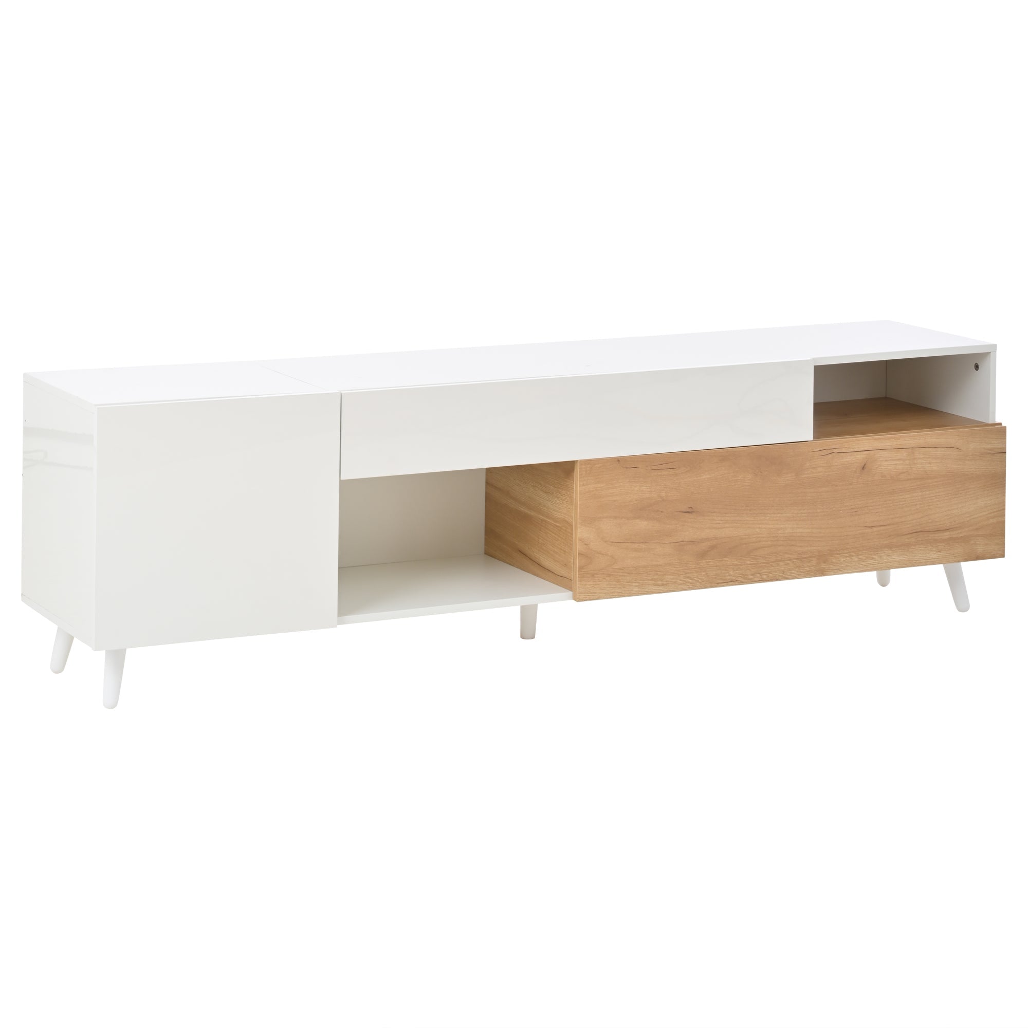 Logidon TV-meubel 180x38x50 cm witte houtlook deur en lade