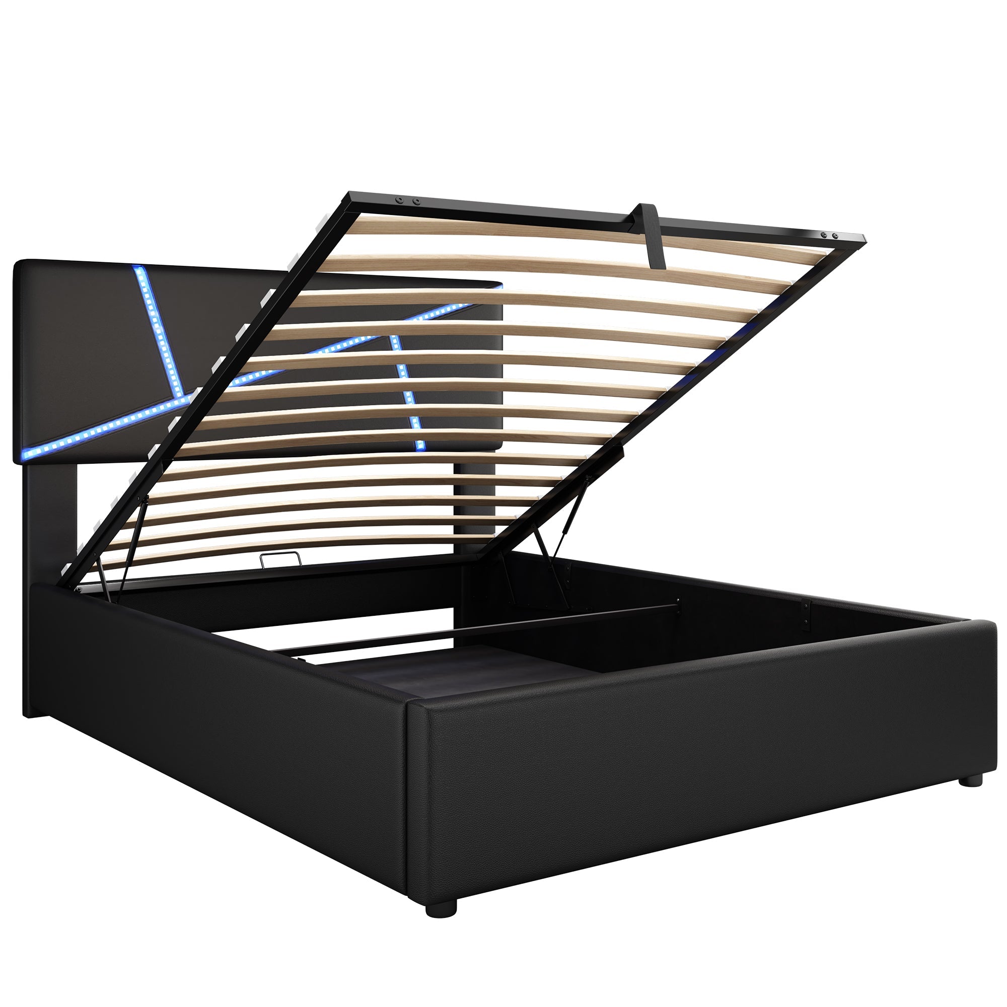 Logidon comfortabel gestoffeerd bed 90x200 zwarte LED-lichtstrips