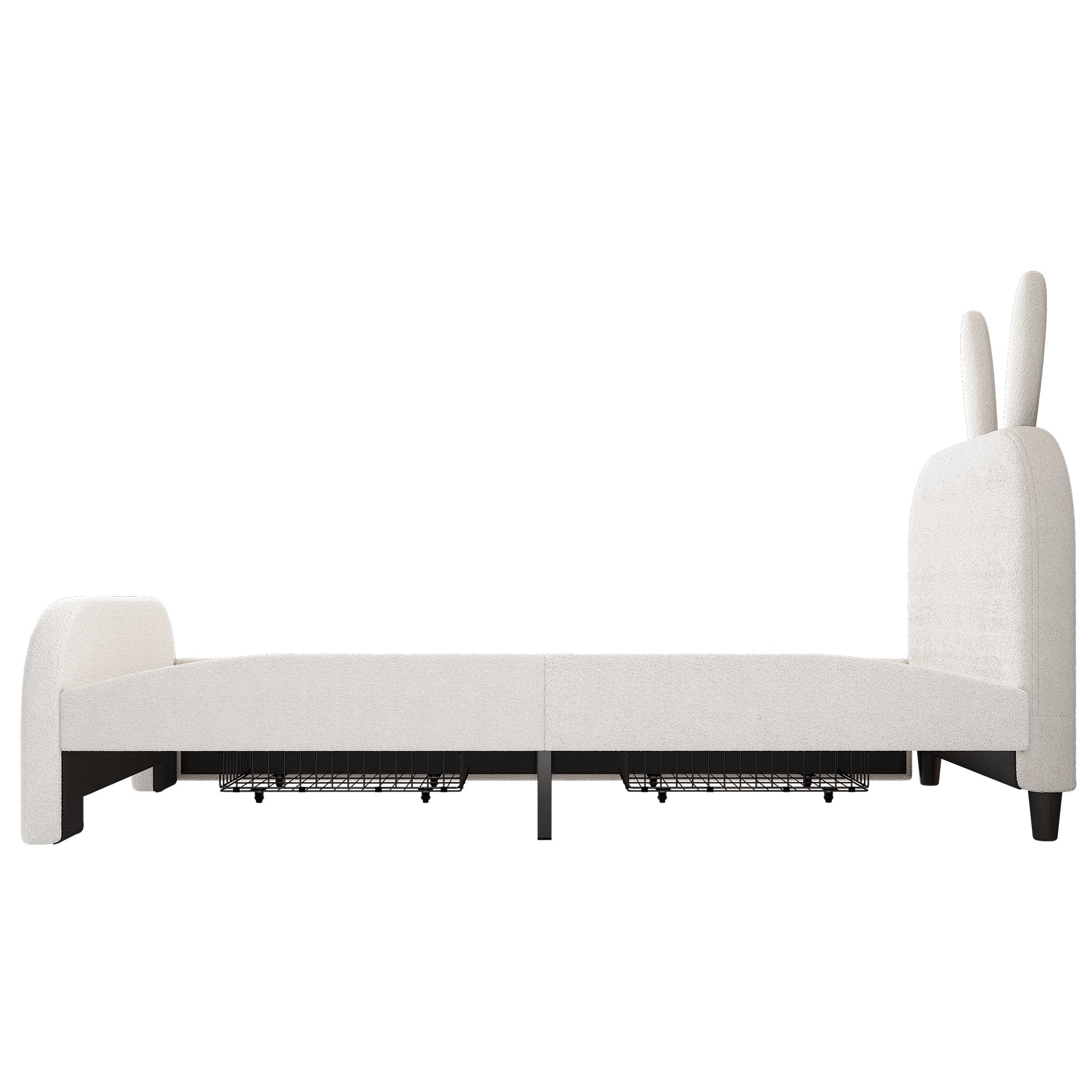 Logidon Flat Bed 90x200 cm Rabbit Shape White With 2 Drawers