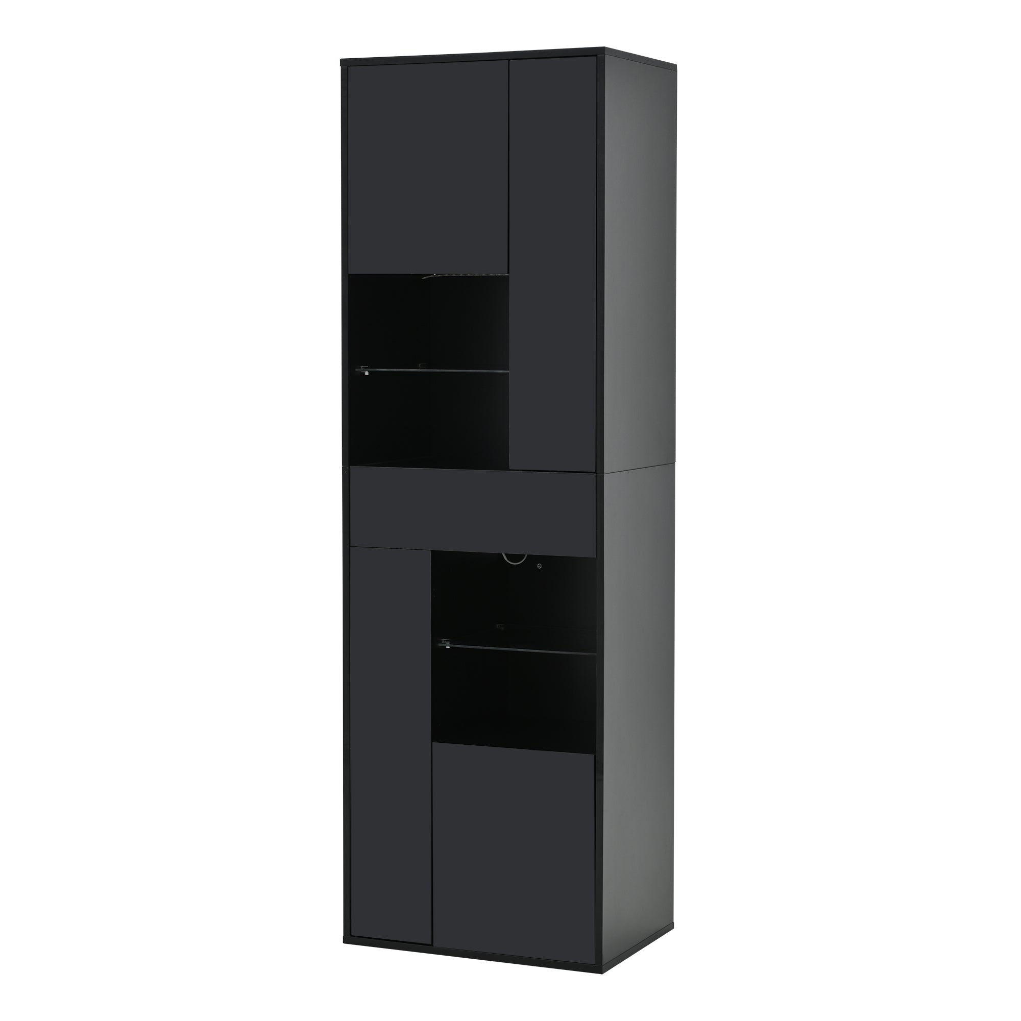 Logidon zwarte hoogglans glazen vitrine 55 x 38 x 170 cm LED-verlichting