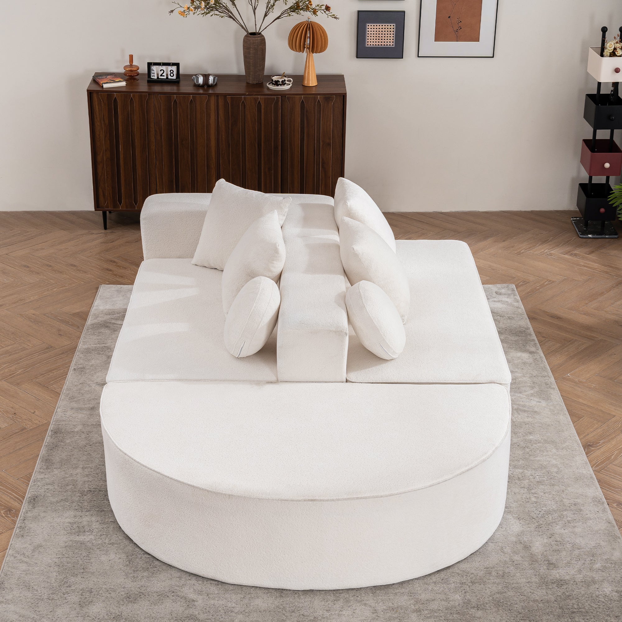 Logidon Modulaire Cloud Sofa 5-zits fluwelen wit fluweel, geen montage