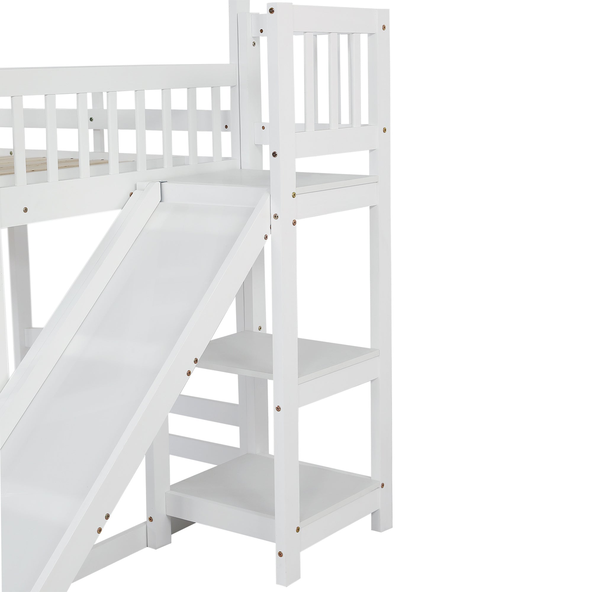 Logidon stapelbed met glijbaan wit 90x200cm drietrapsladder