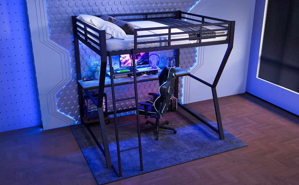 Logidon loft bed 140x200 cm with LED lighting and desk
