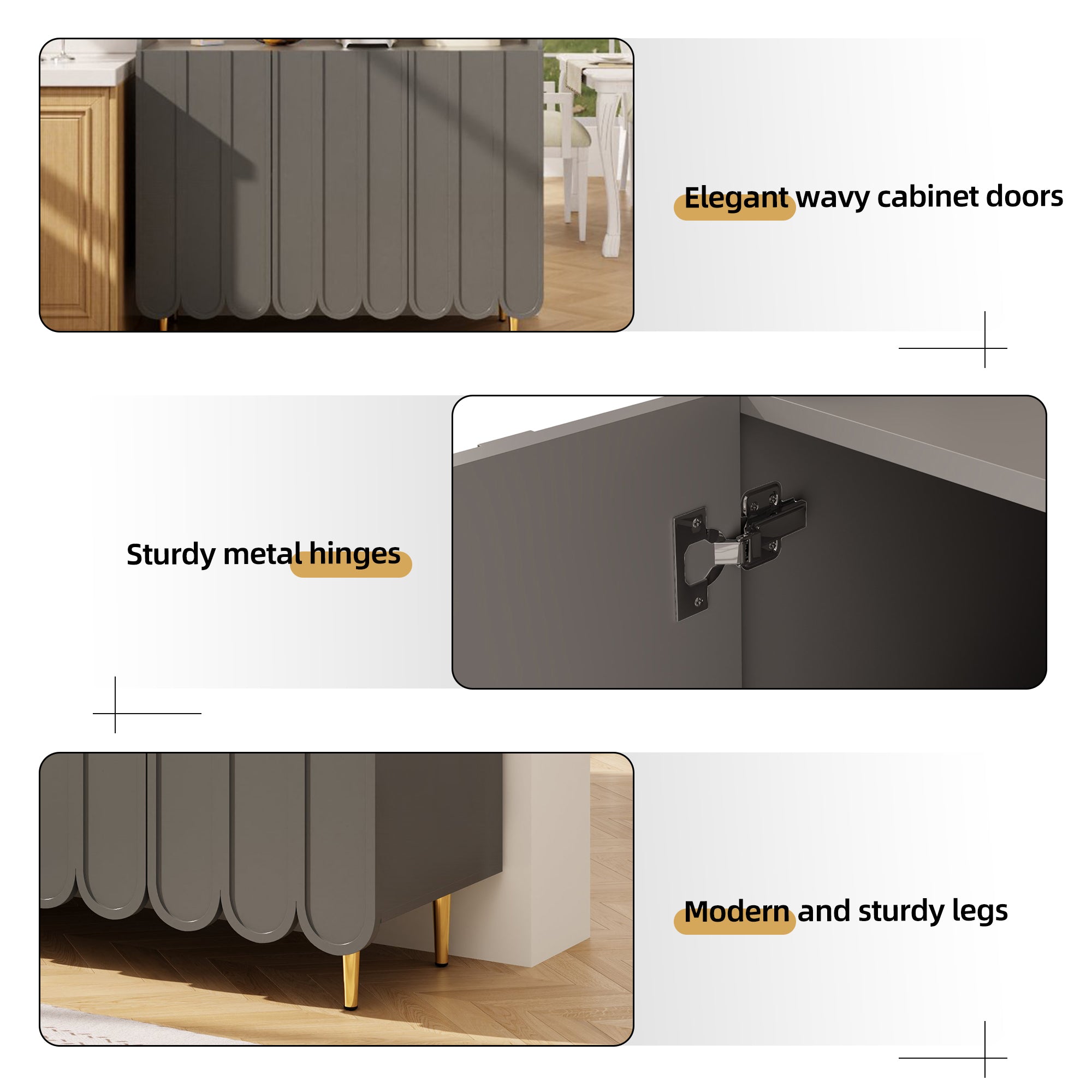 Logidon grijs dressoir 120 x 40 x 151 cm open opbergplank