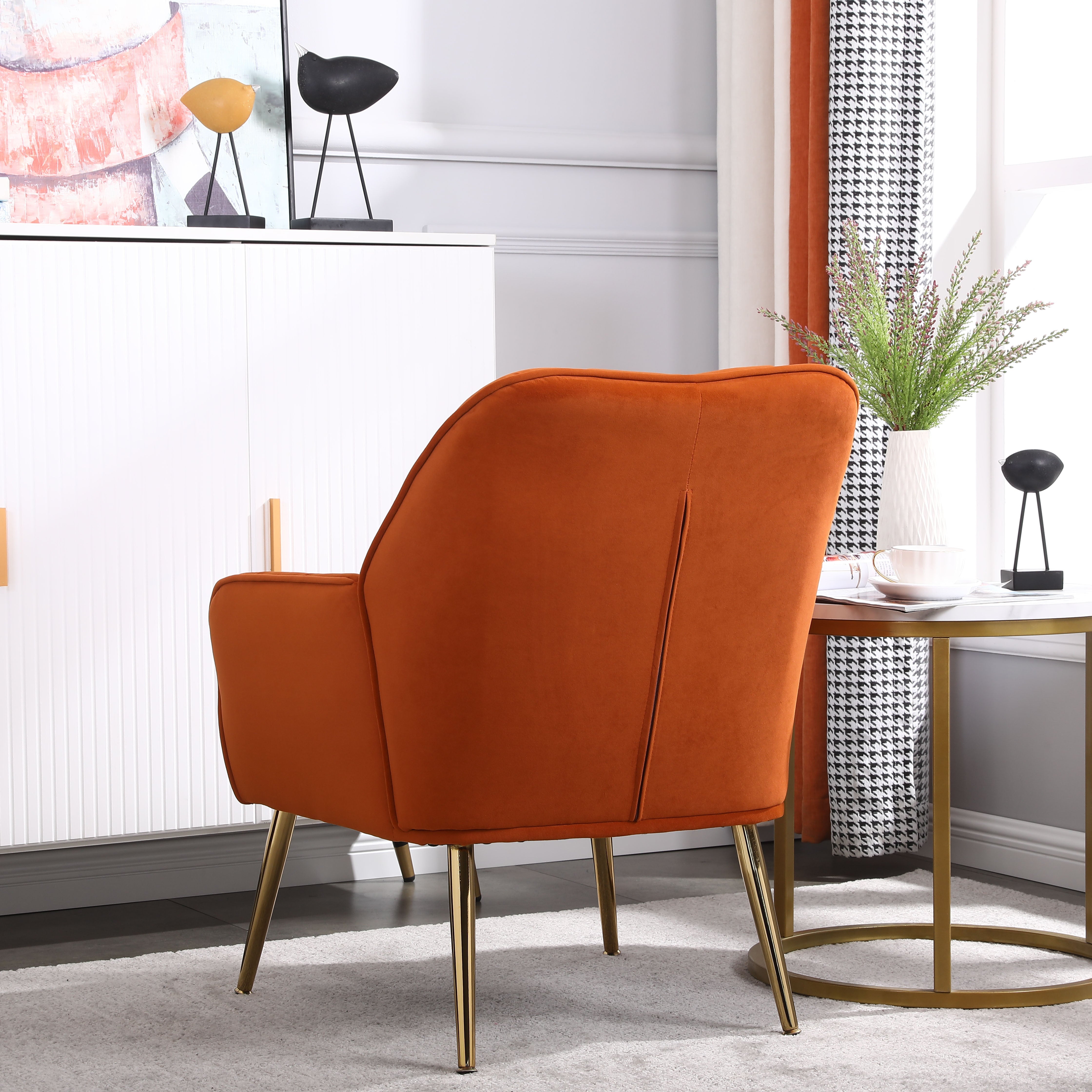 Logidon Velvet Lounge Chair Oranje Moderne Retrostijl
