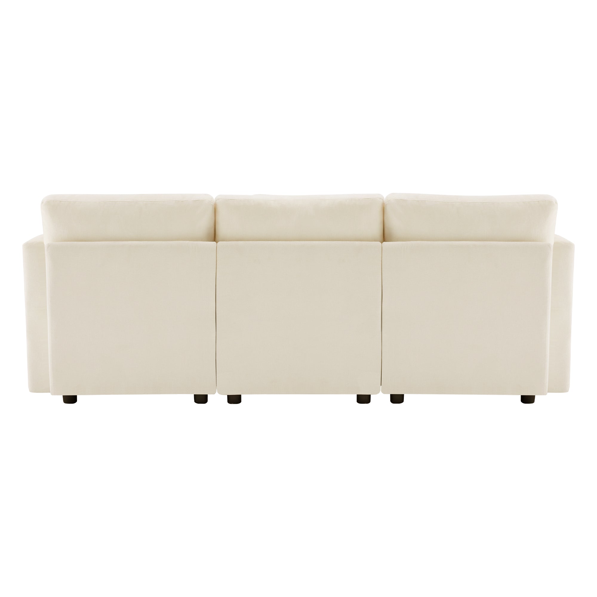 Logidon L-vormige hoekbank beige met voetenbank, uitklapbare slaapbank