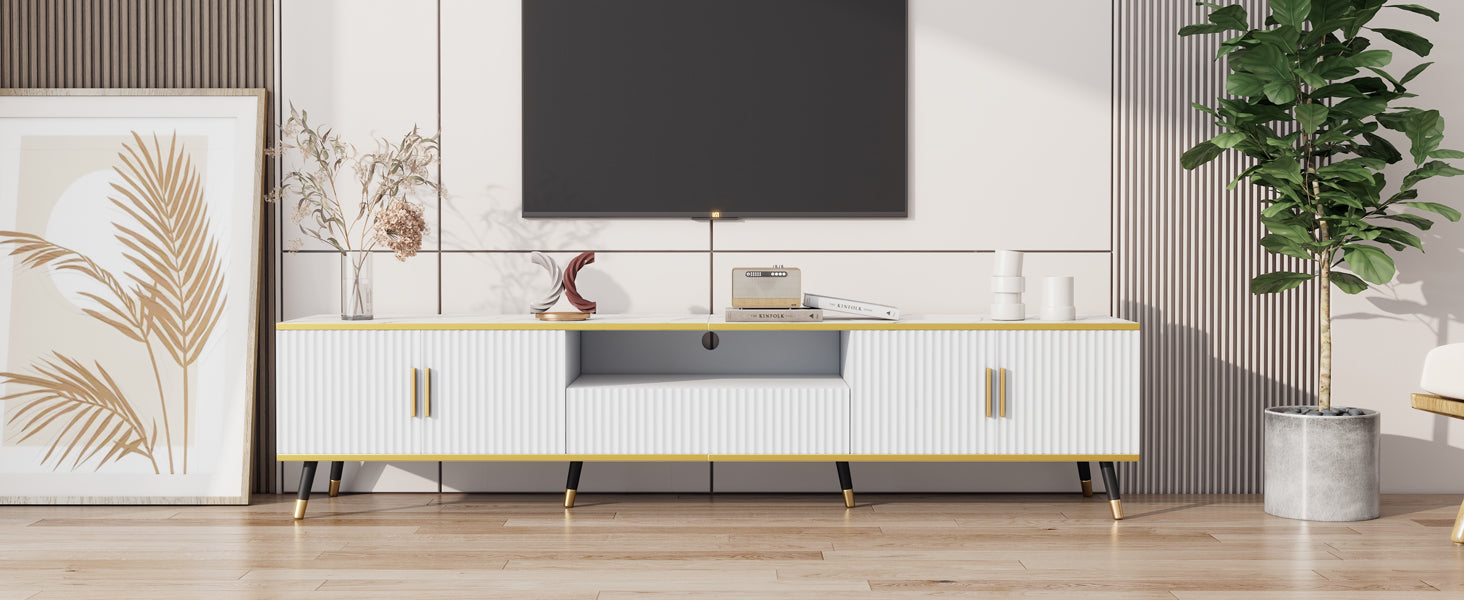 Logidon Modern TV-meubel Wit Marmerlook 200x40x46 cm