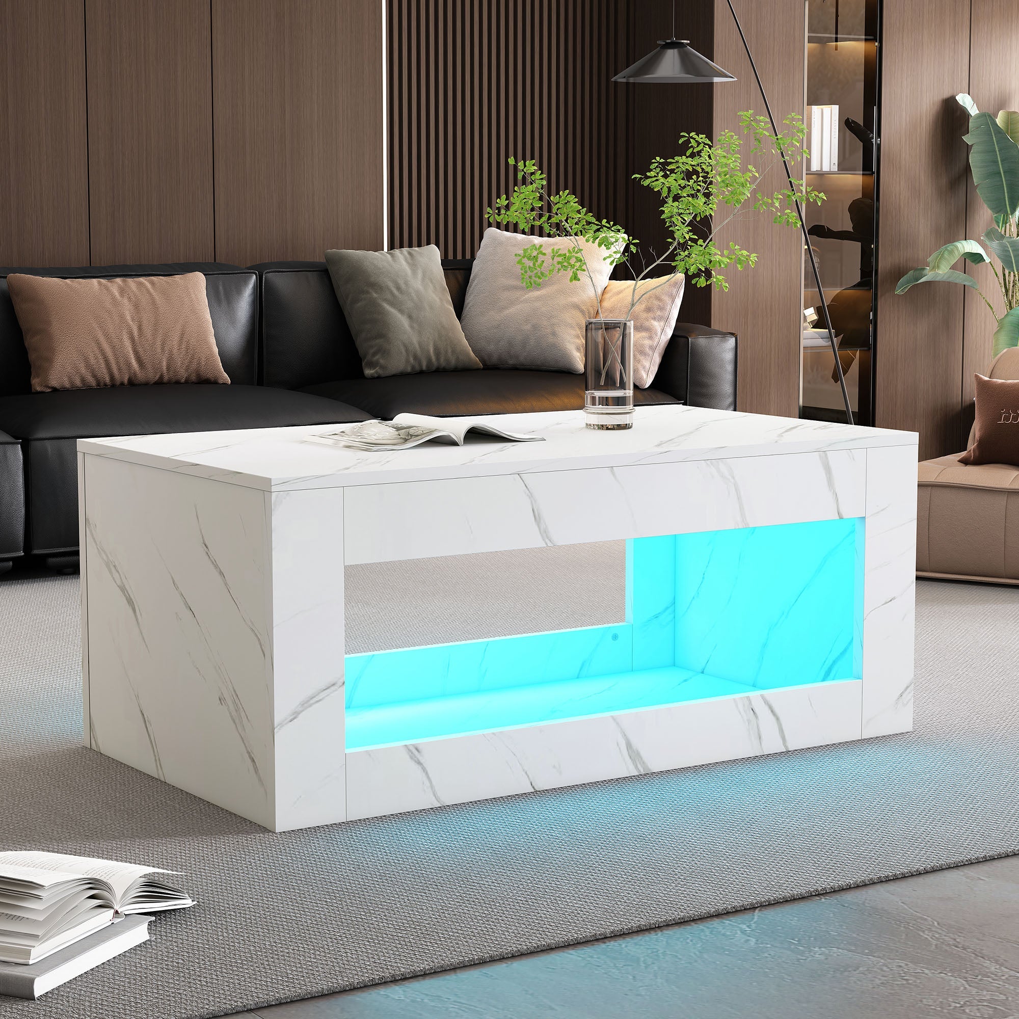 Logidon LED salontafel wit hoogglans marmer effect met afstandsbediening