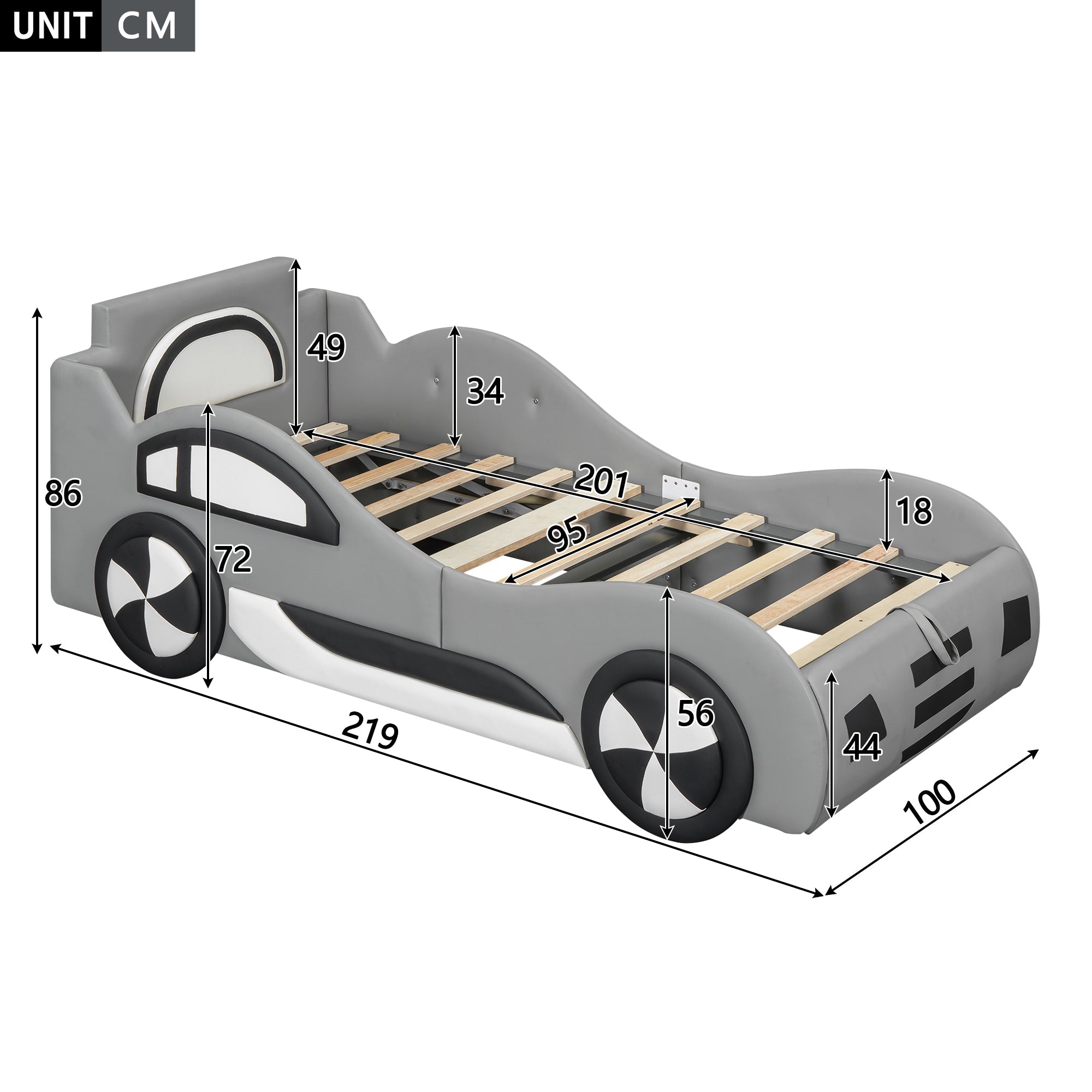 Logidon autobed 90x200 cm grijs met opbergruimte onder het bed