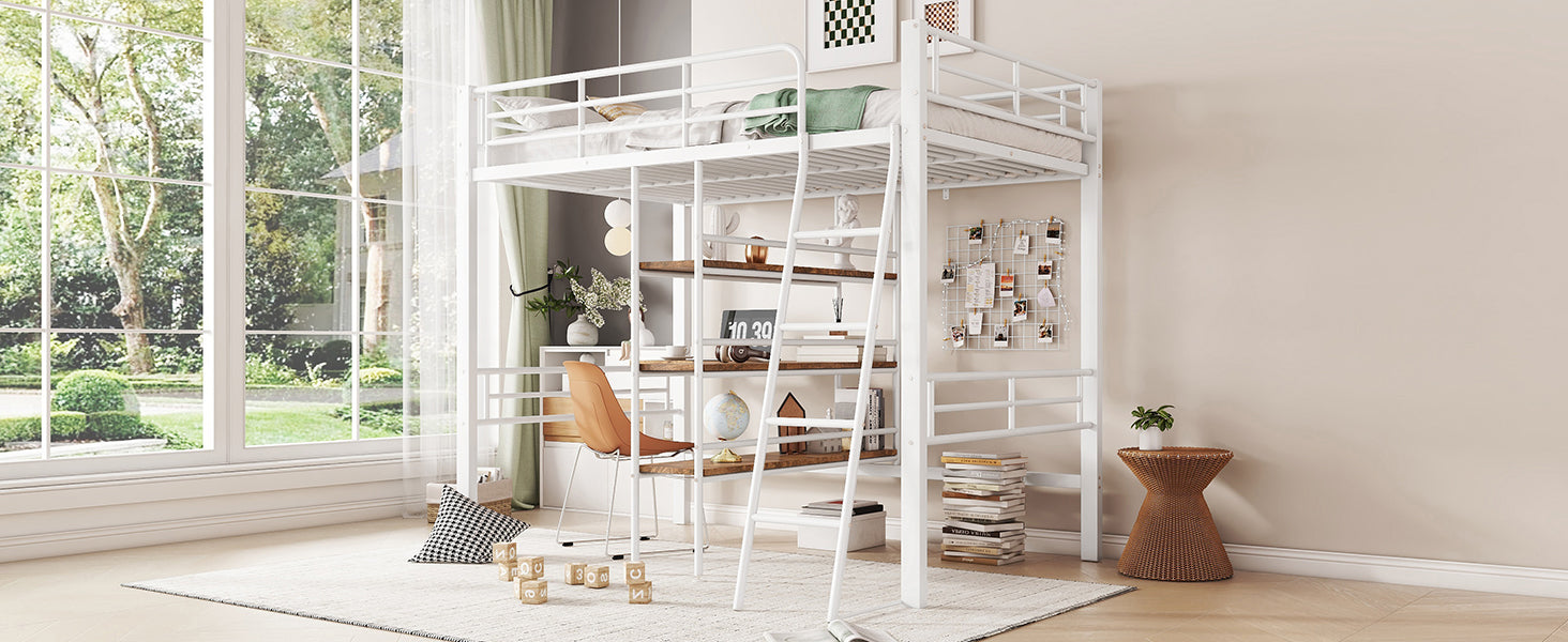 Logidon hoogslaper 90x200 cm wit met bureau en planken