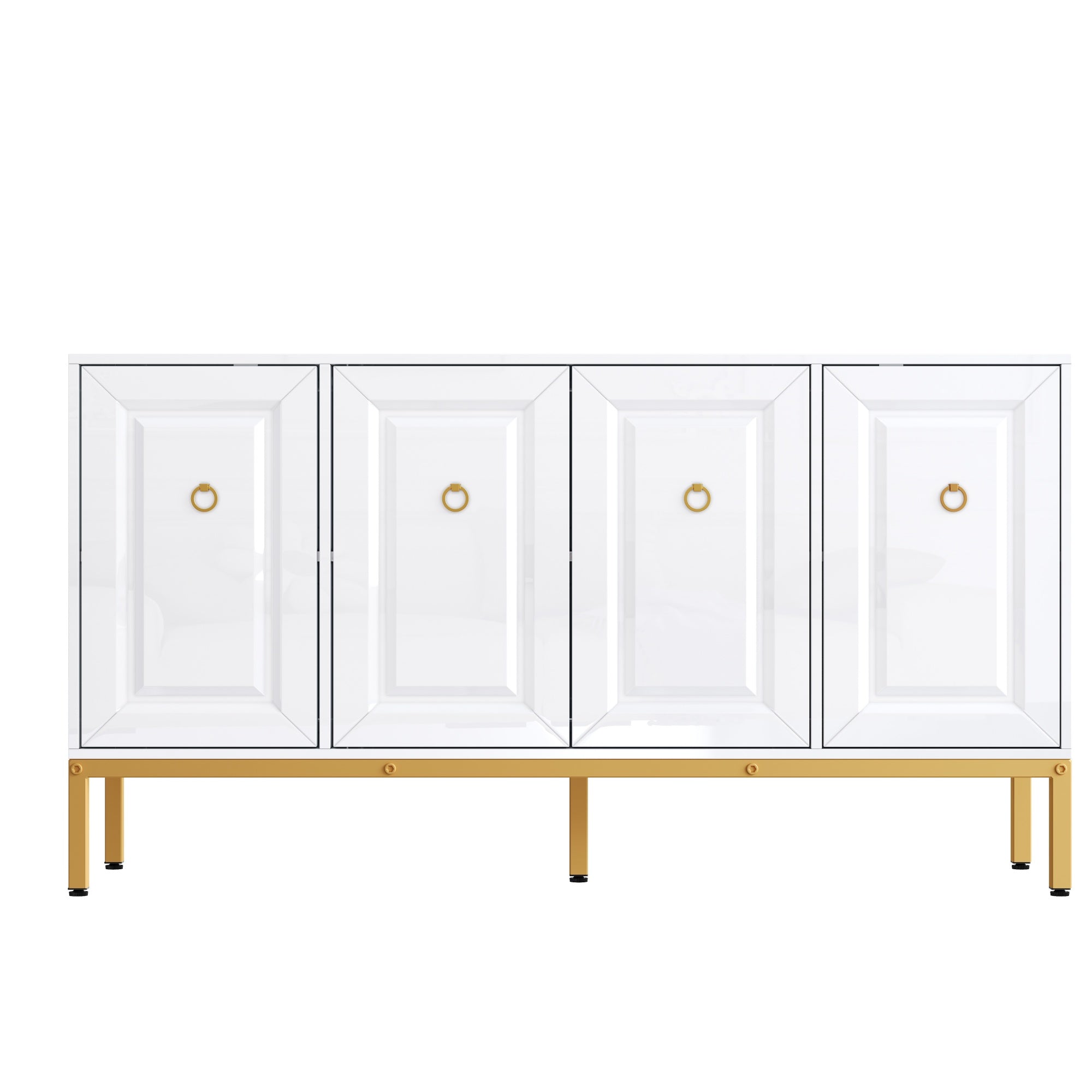 Logidon dressoir hoogglans wit 140x80x40 cm gouden handgrepen