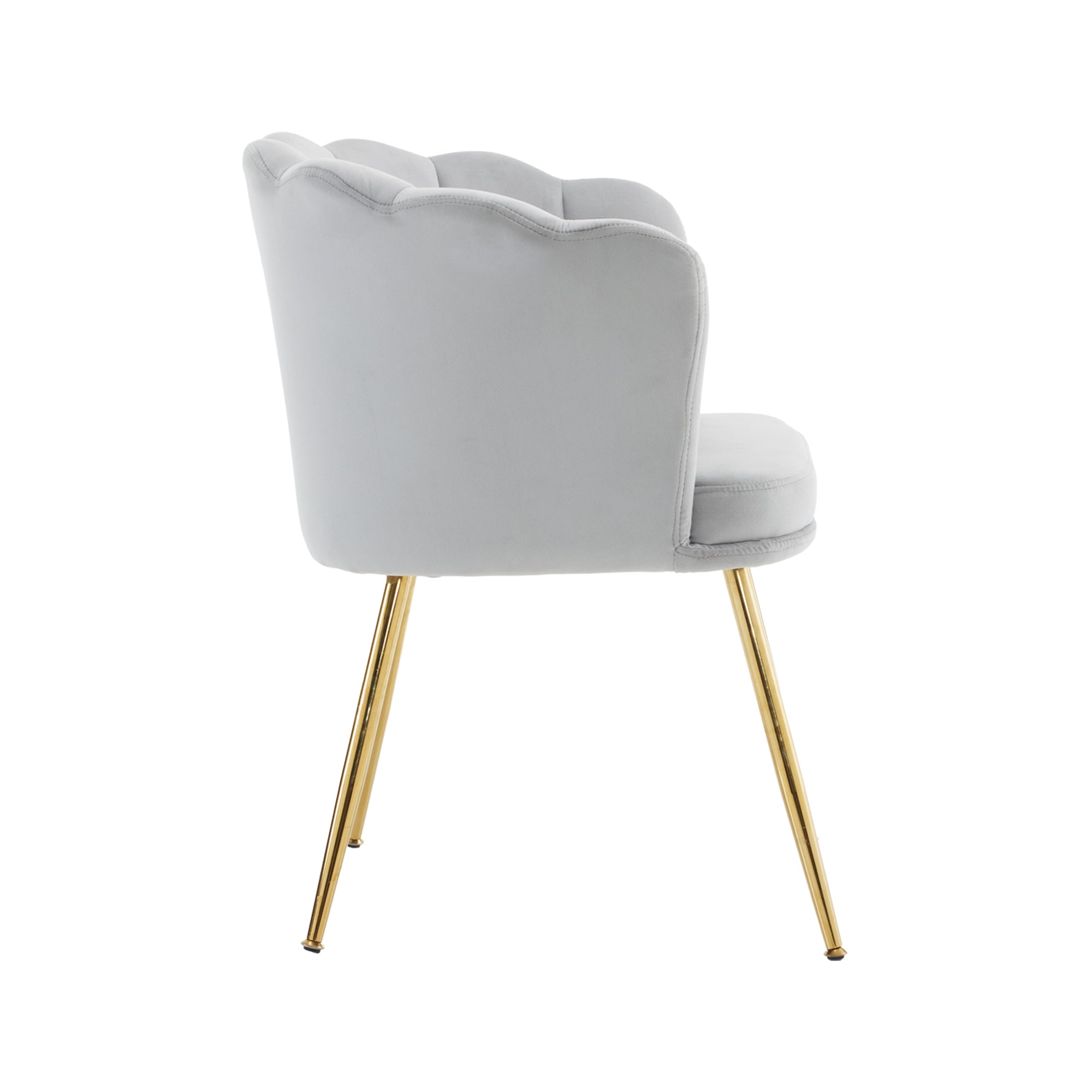 Logidon Four Modern Velvet Chairs Gray With Leaf Back Gold Legs