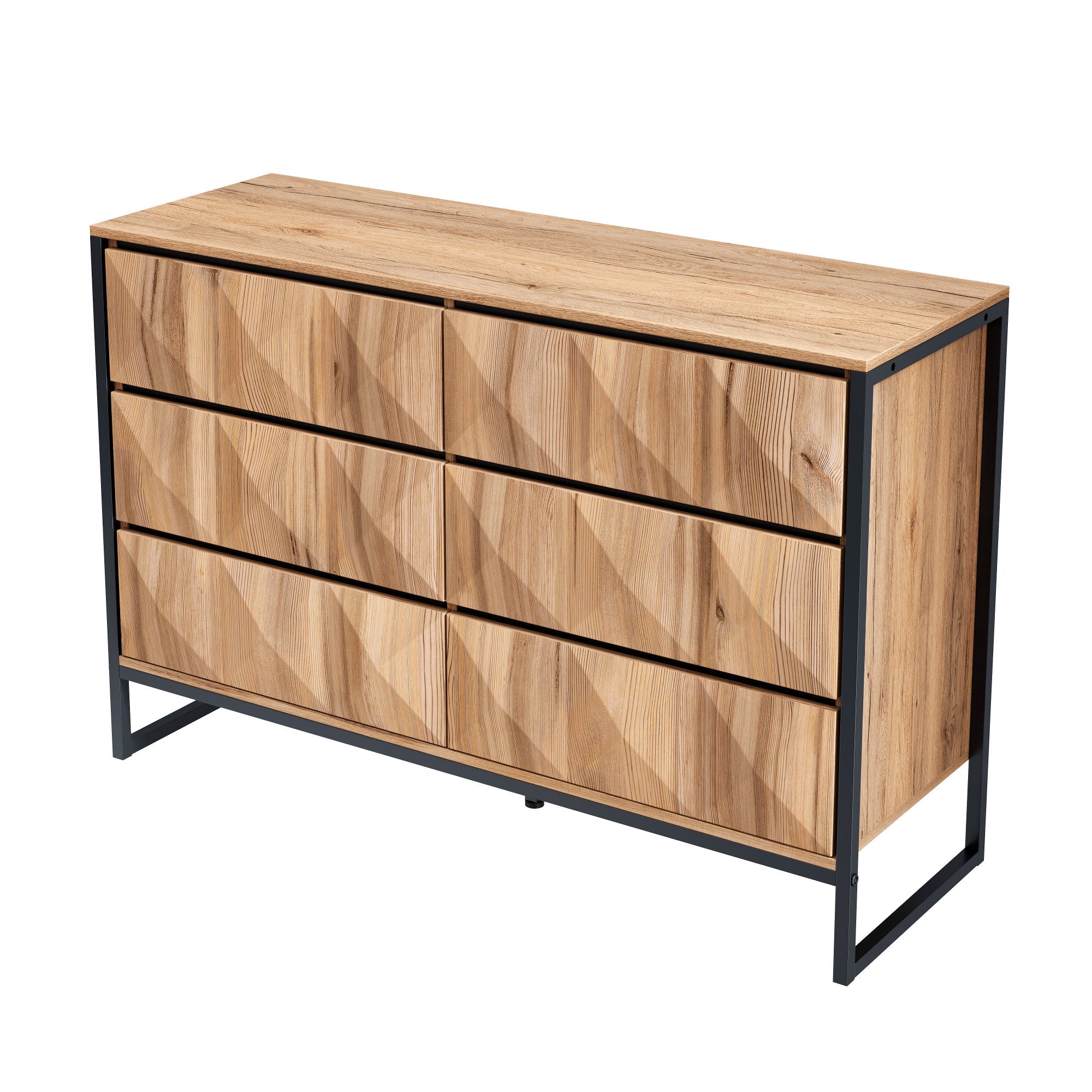 Logidon dressoir 120x40x80 zwart houtlook 6 lades