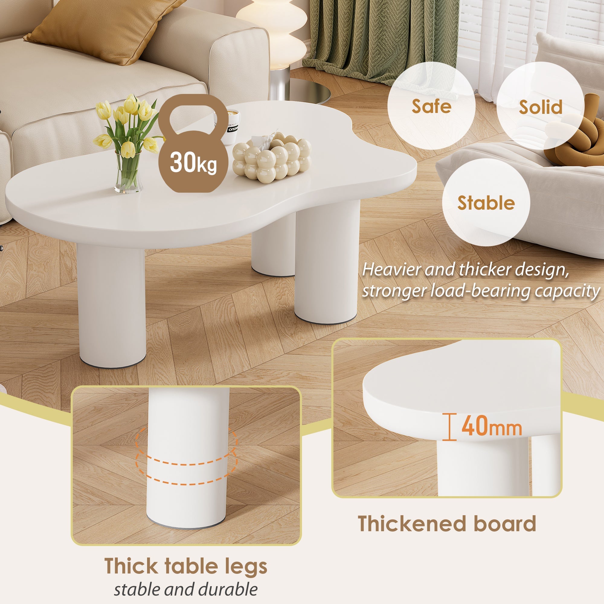 Logidon Wolkvorm salontafel wit MDF blad 107x66 cm