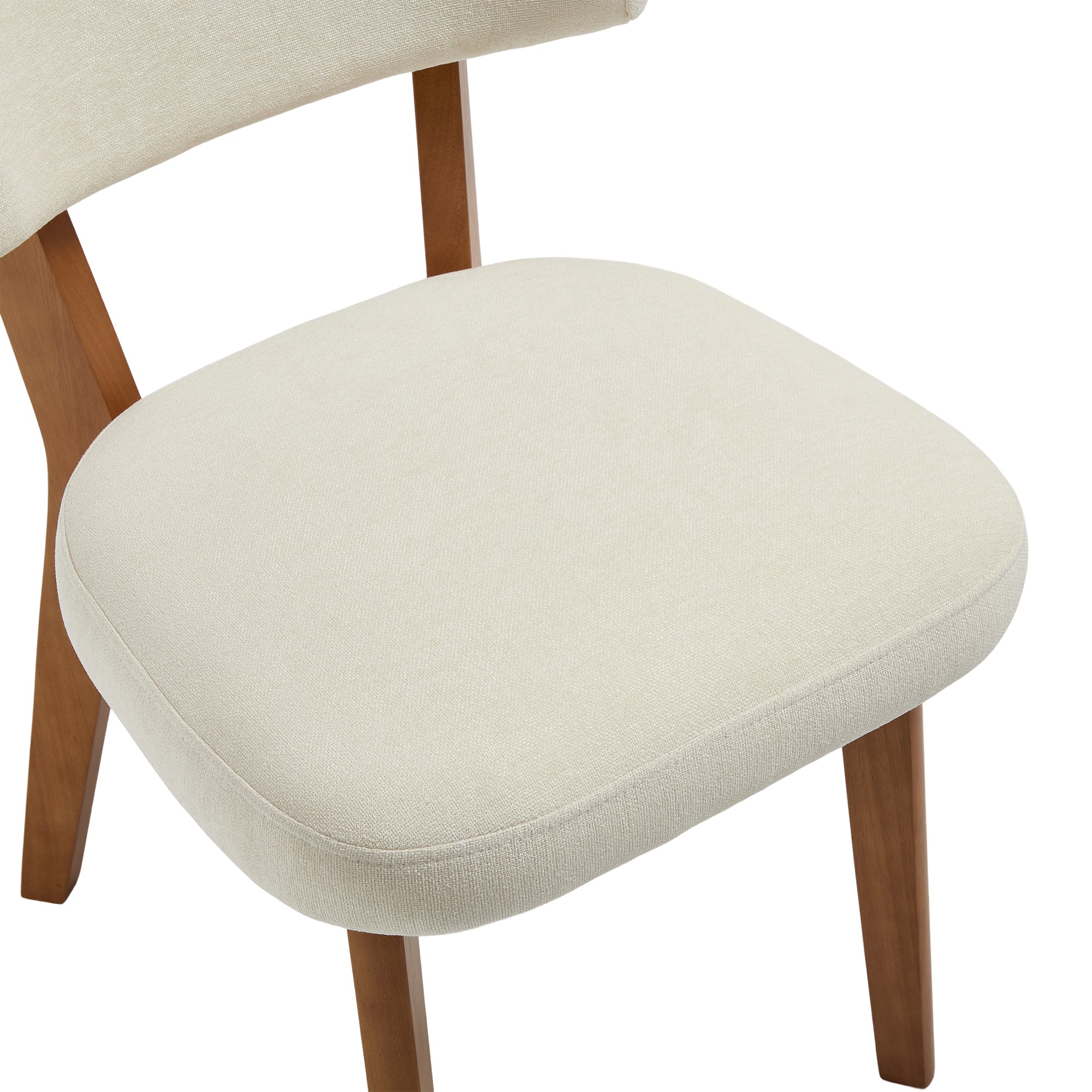 Logidon Set van 2 eetkamerstoelen Modern Retro met massief houten poten Beige