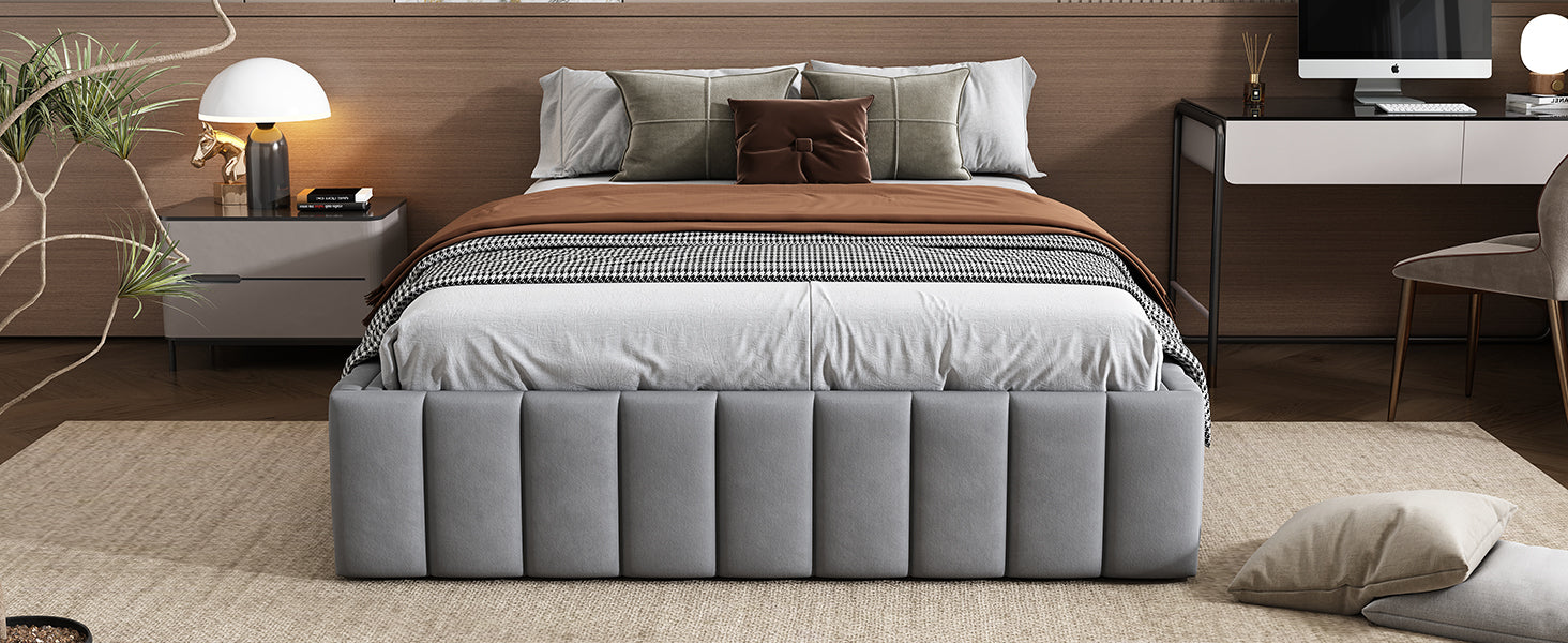 Logidon gestoffeerd bed 140 x 200 cm grijs met lattenbodem designbed
