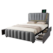 Logidon gestoffeerd bed 140x200 grijs met lattenbodem vier laden