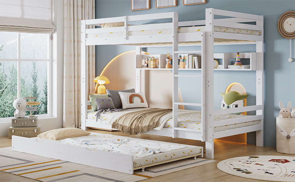 Logidon Kinderstapelbed 90x200cm Uitschuifbed op wielen Wit