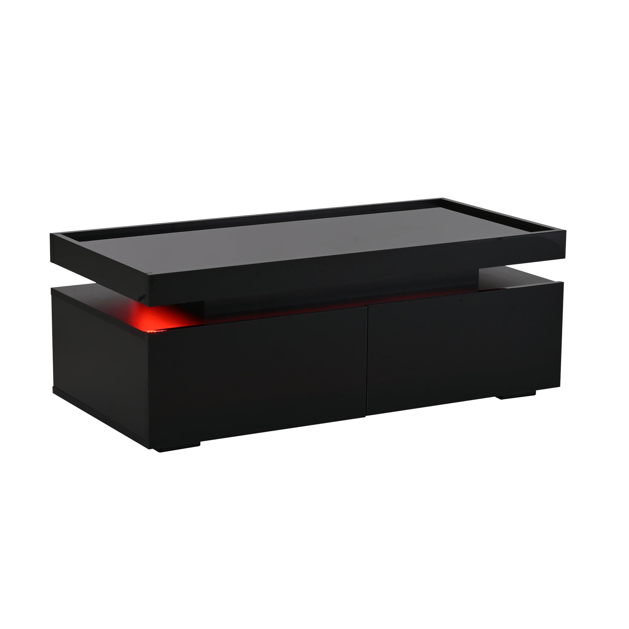 Logidon hoogglans salontafel 95x45x35 cm met LED verlichting zwart