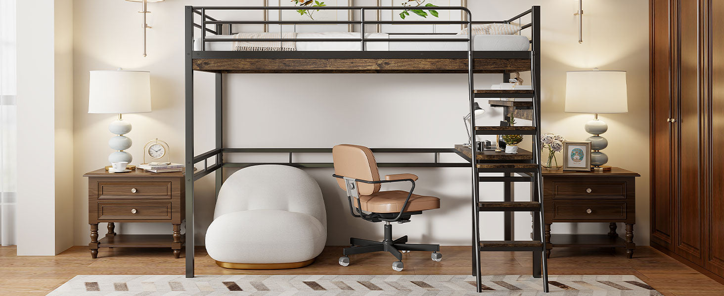 Logidon hoogslaper 90x200 cm met bureaurelingladder zwart
