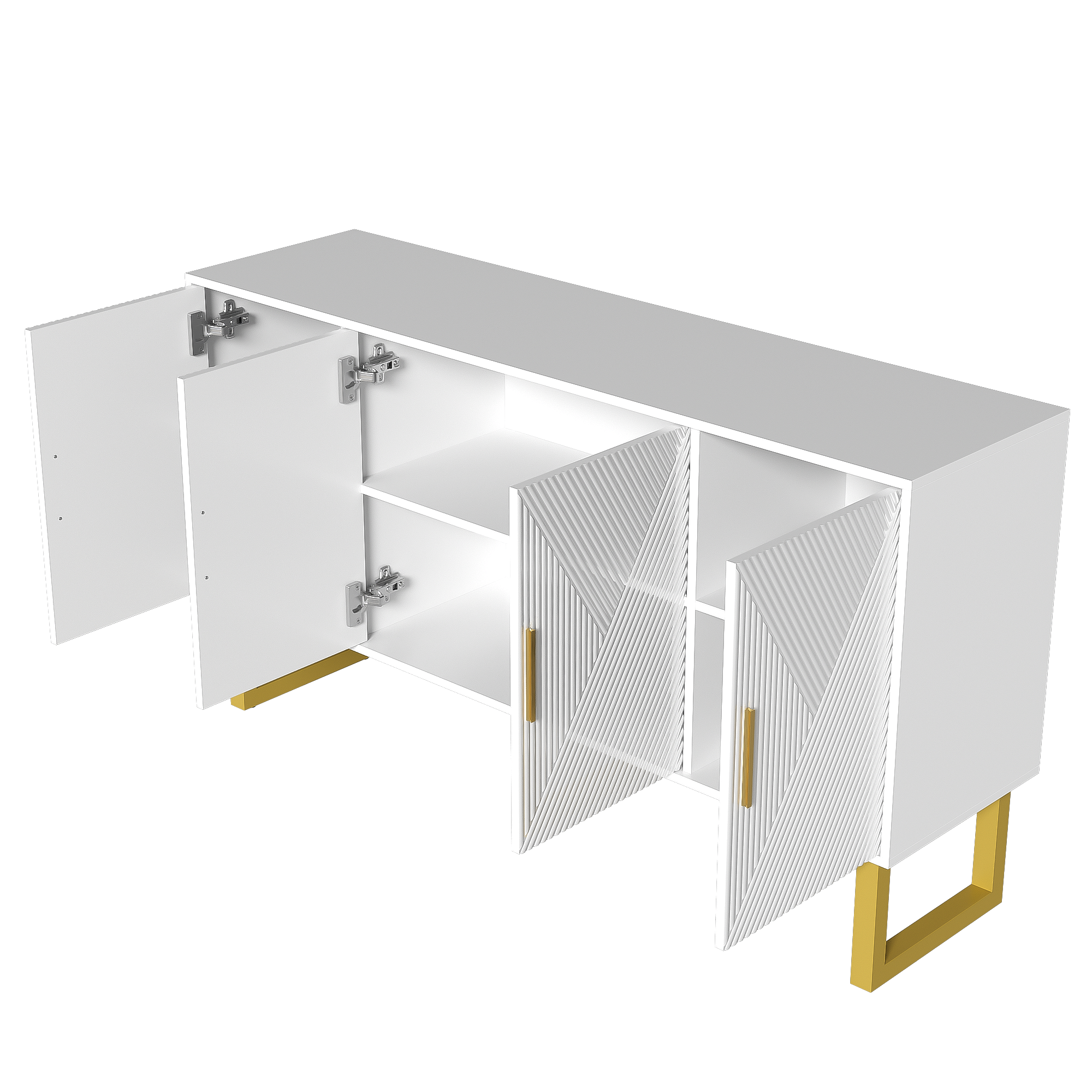 Logidon dressoir 4 deuren 150 cm wit hoogglans gouden handgrepen