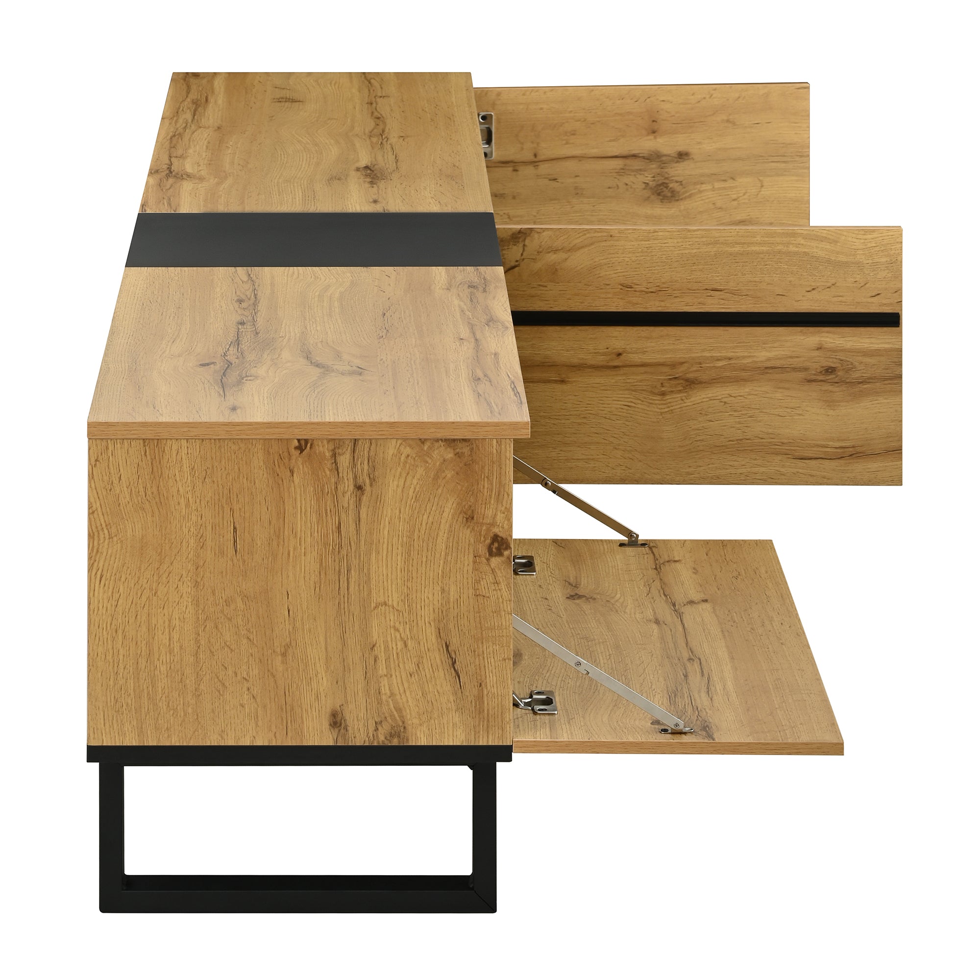 Logidon Modern TV-lowboard 180 cm Bruin met inklapbaar vak Open vakken