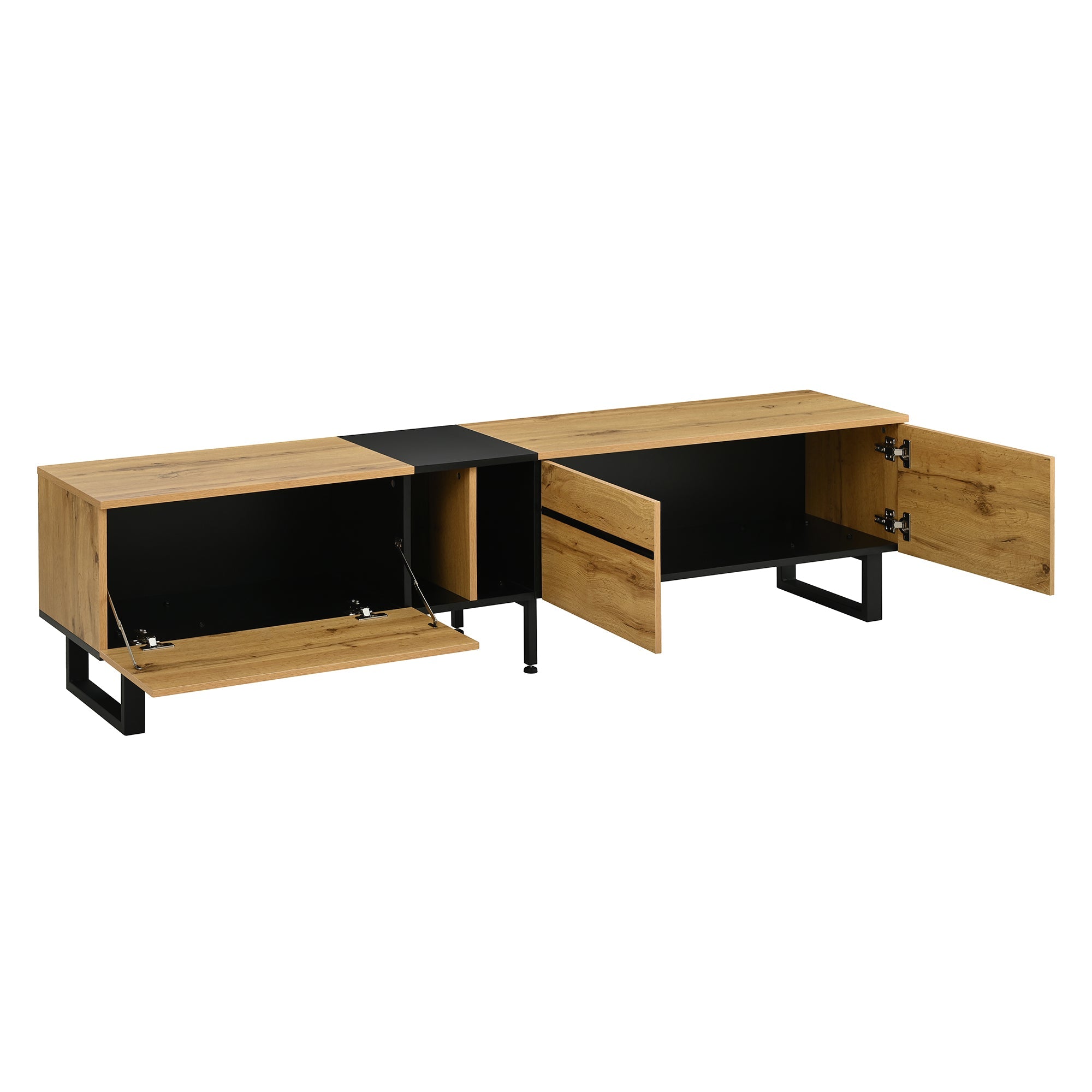 Logidon Modern TV-lowboard 180 cm Bruin met inklapbaar vak Open vakken