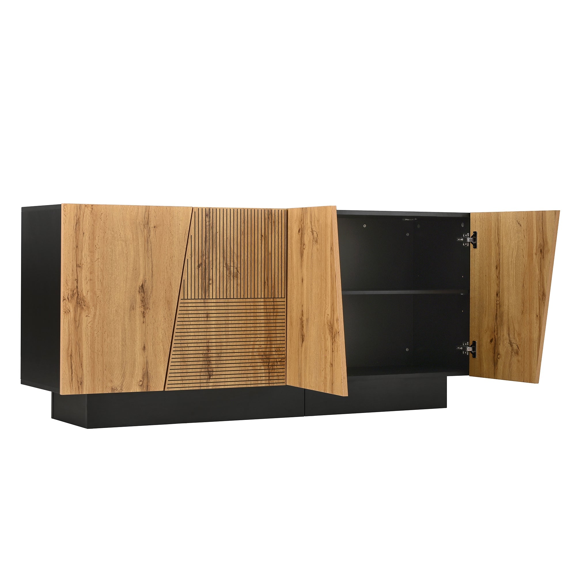 Logidon dressoir 160 cm zwart houtlook verstelbare planken