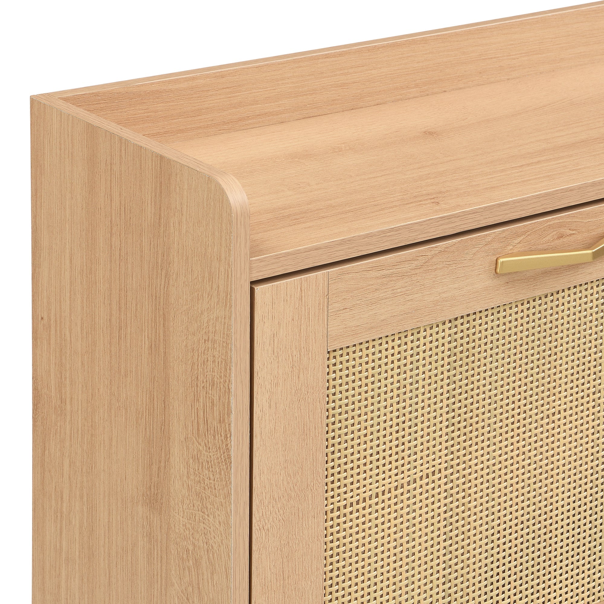 Logidon Elegante Schoenenkast Hout Met Rotan Deuren 4 Deurs Eik